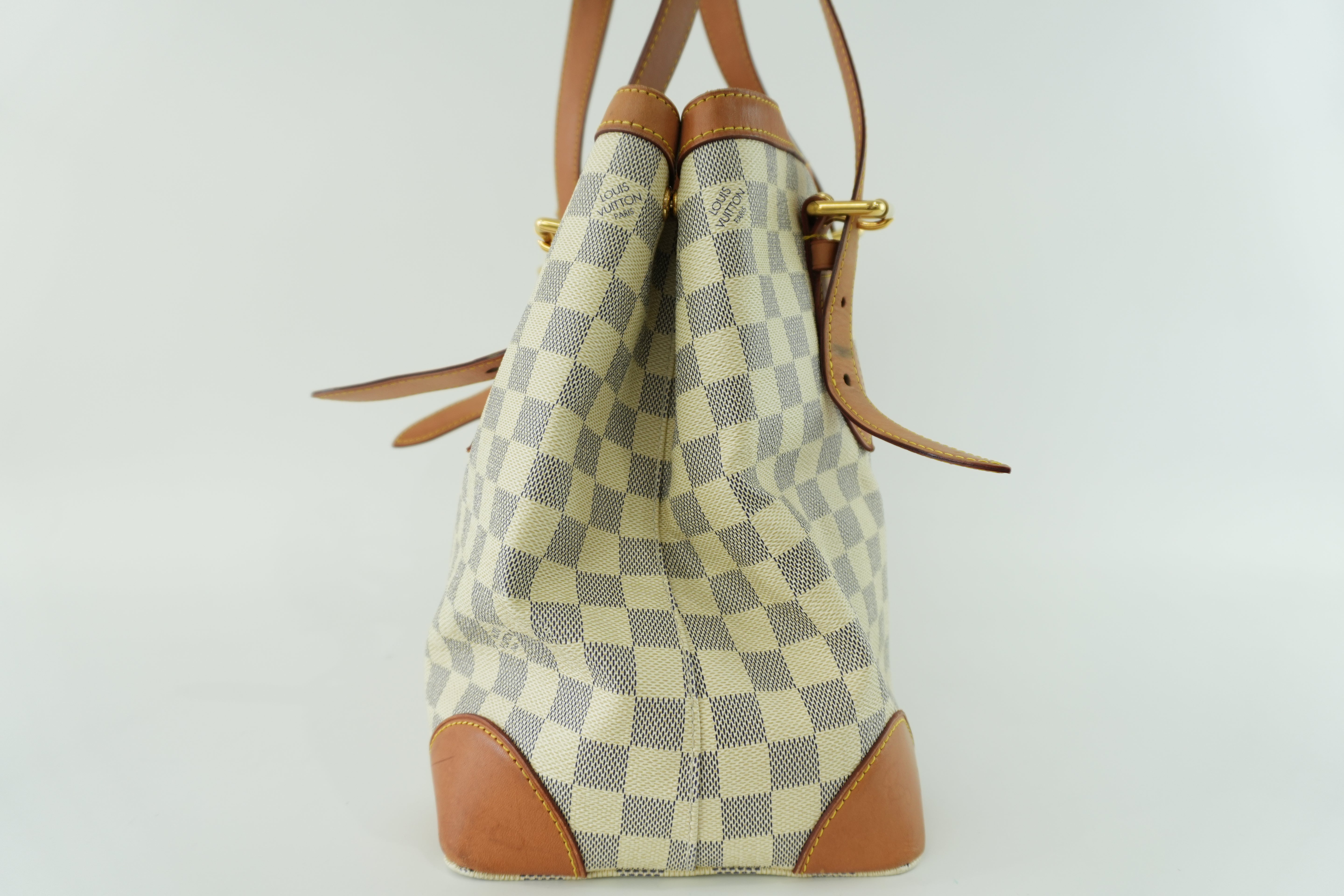 Louis Vuitton Damier Azur Hampstead MM Shoulder Tote Bag Used