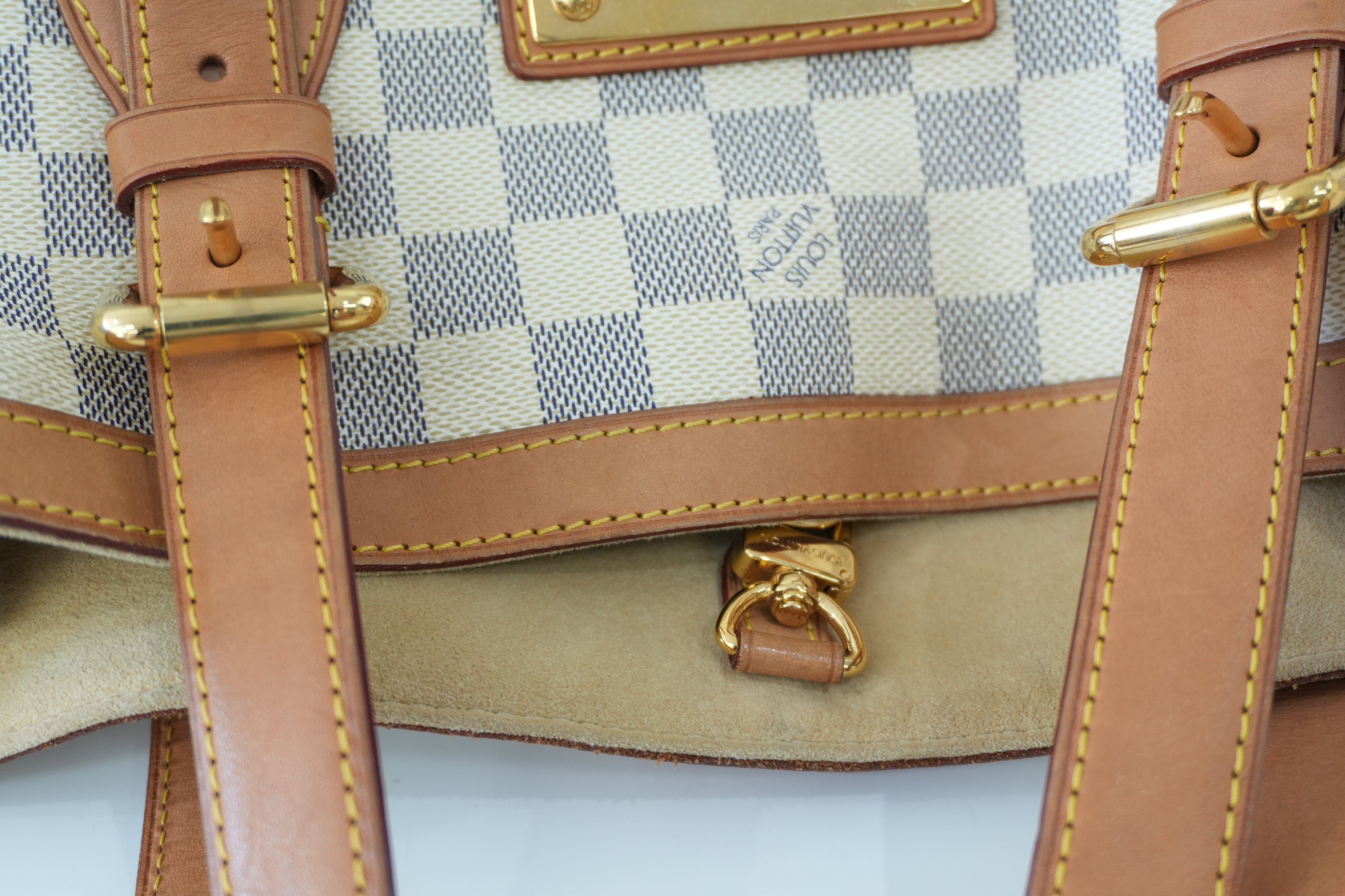 Louis Vuitton Damier Azur Hampstead MM Shoulder Tote Bag Used