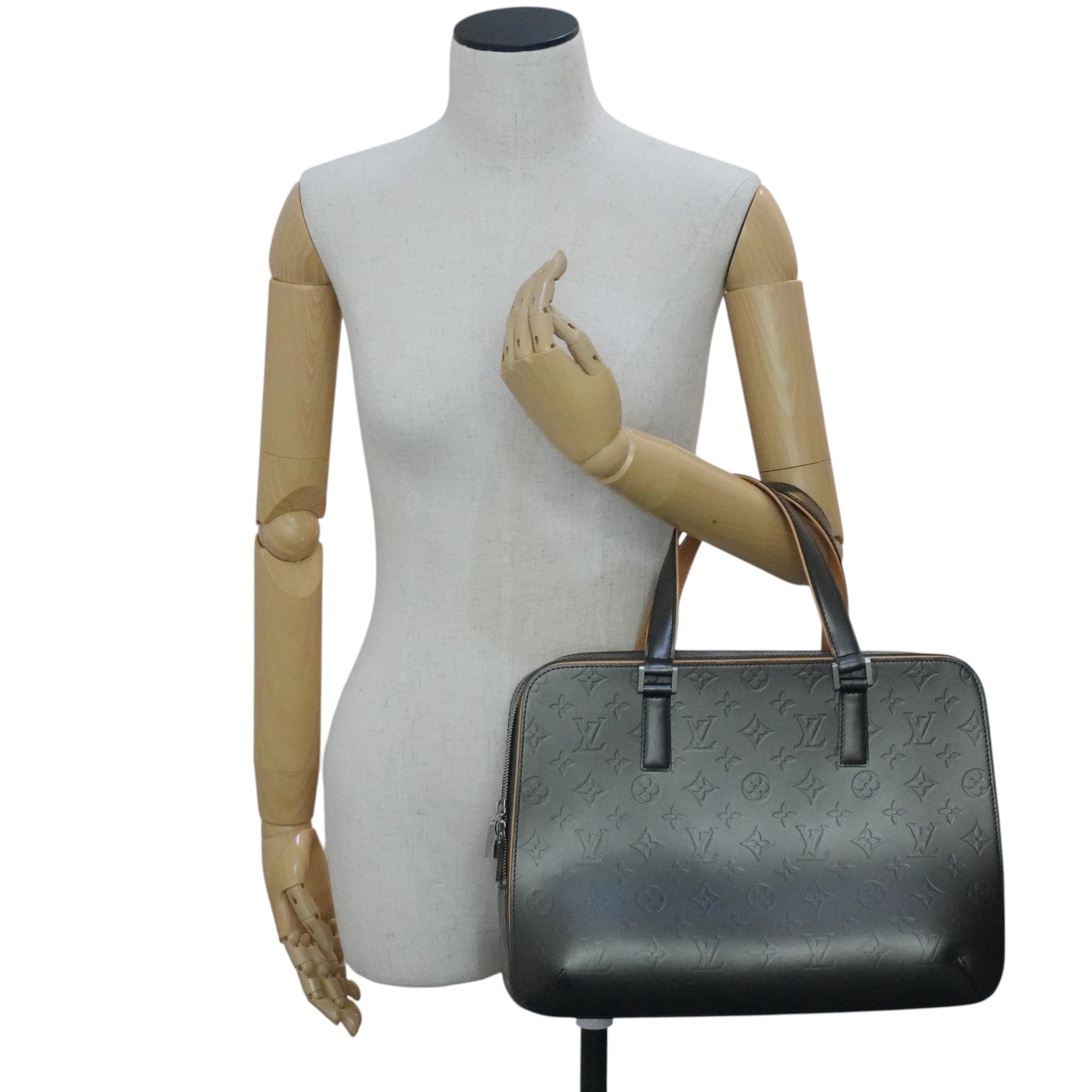 Pre-owned Louis Vuitton Matte Monogram Mat Malden Briefcase Gray