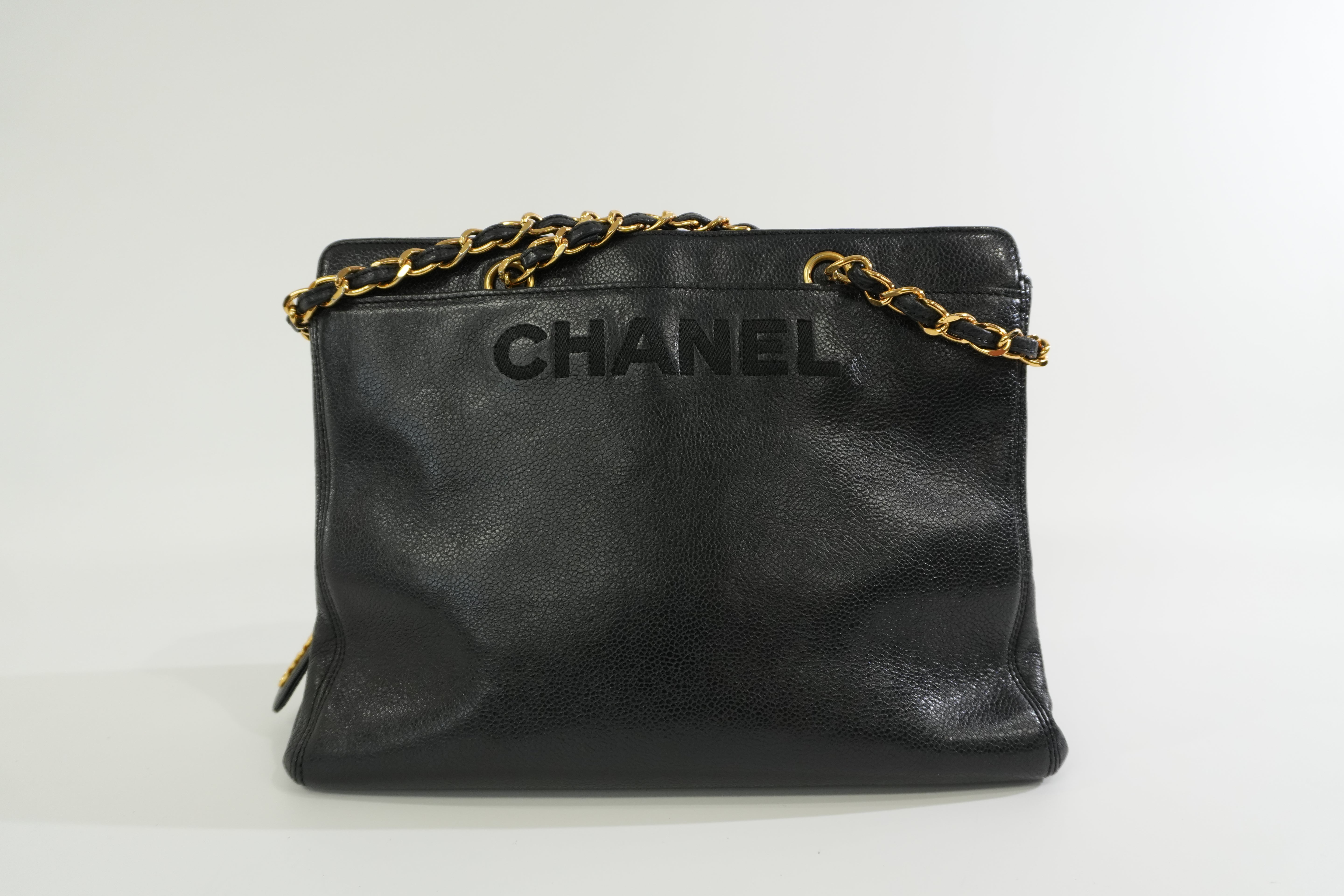 Pre-owned Chanel Caviar Skin Leather Chain Shoulder Bag Black