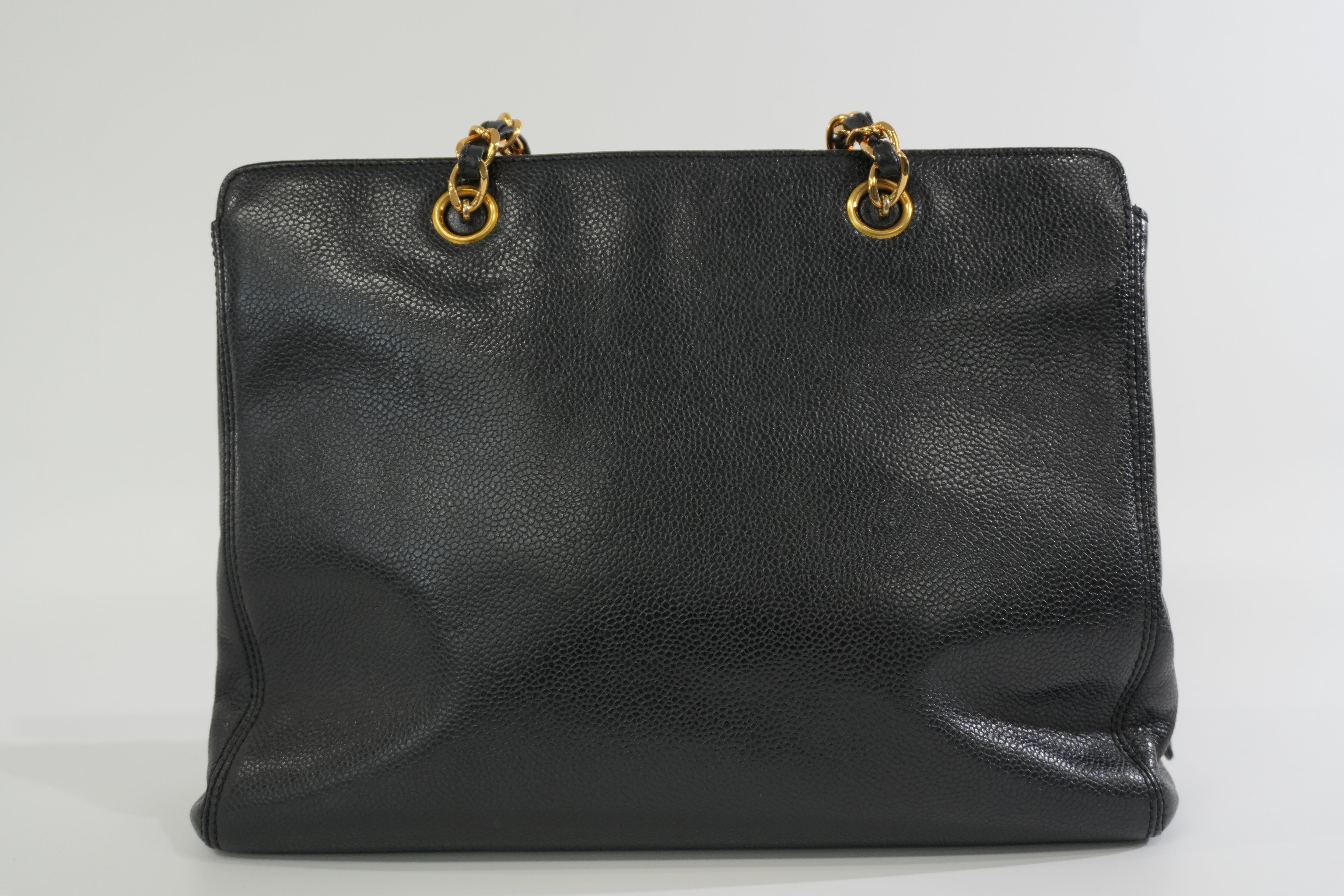 Pre-owned Chanel Caviar Skin Leather Chain Shoulder Bag Black