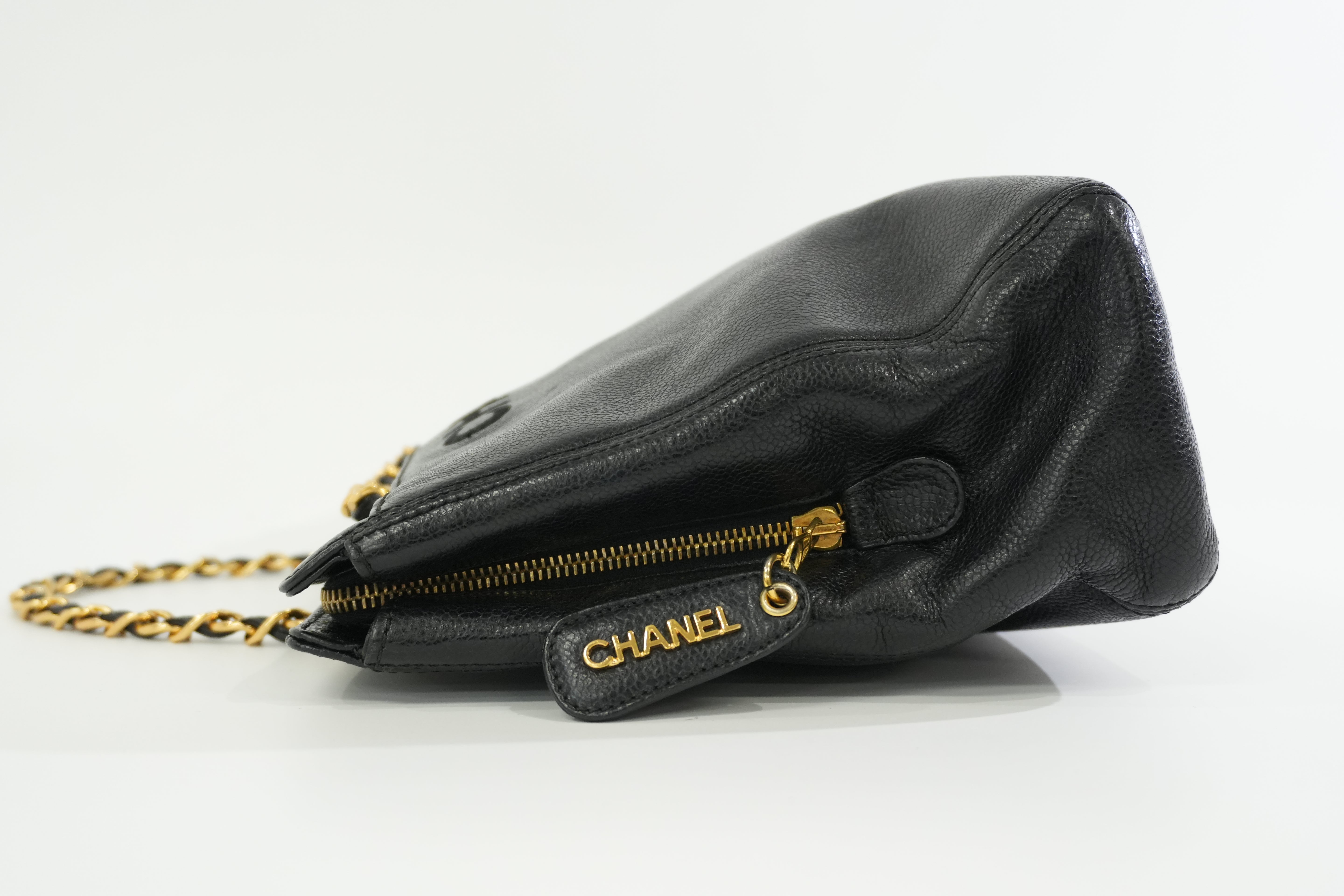 Pre-owned Chanel Caviar Skin Leather Chain Shoulder Bag Black