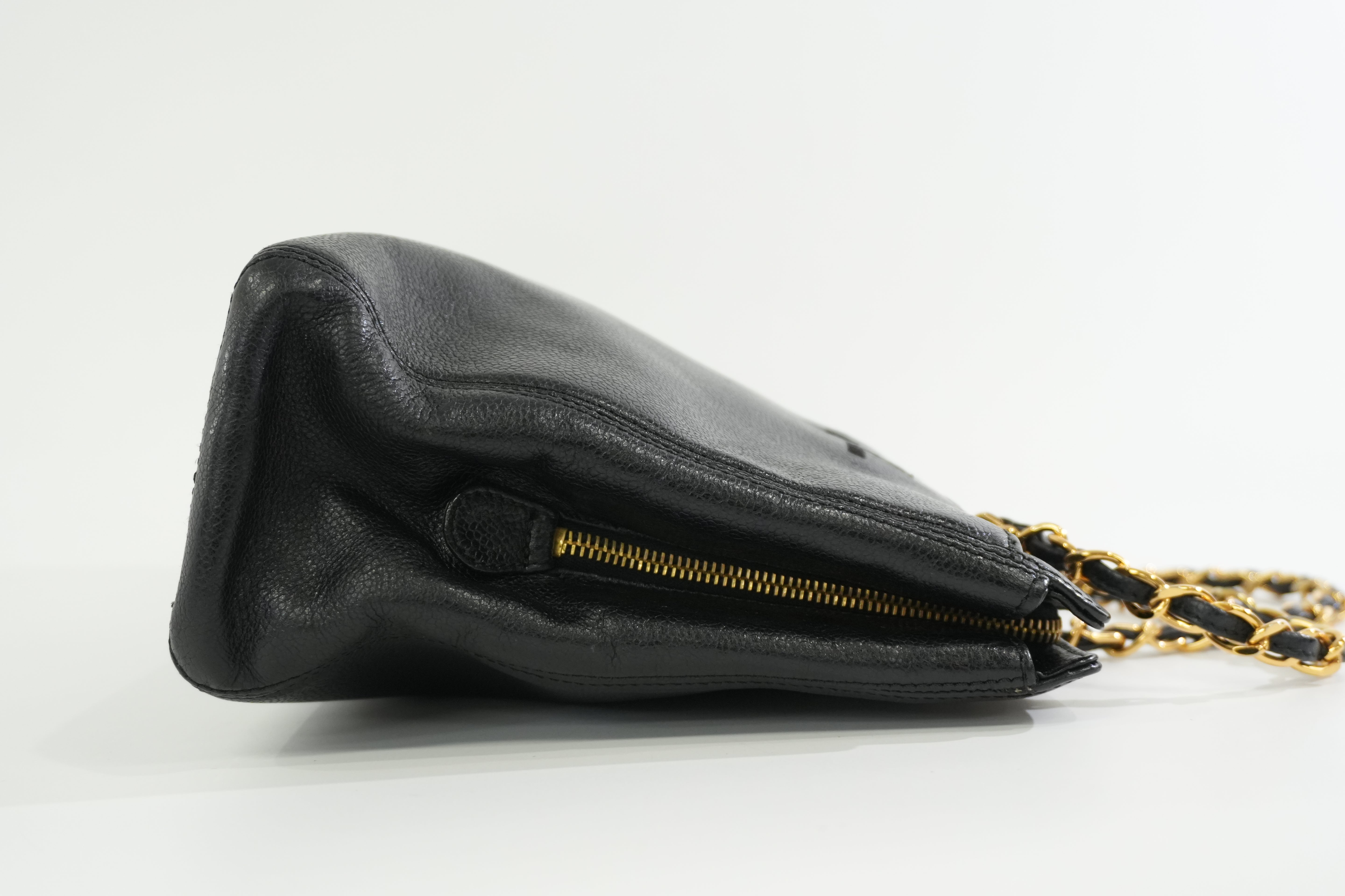 Pre-owned Chanel Caviar Skin Leather Chain Shoulder Bag Black