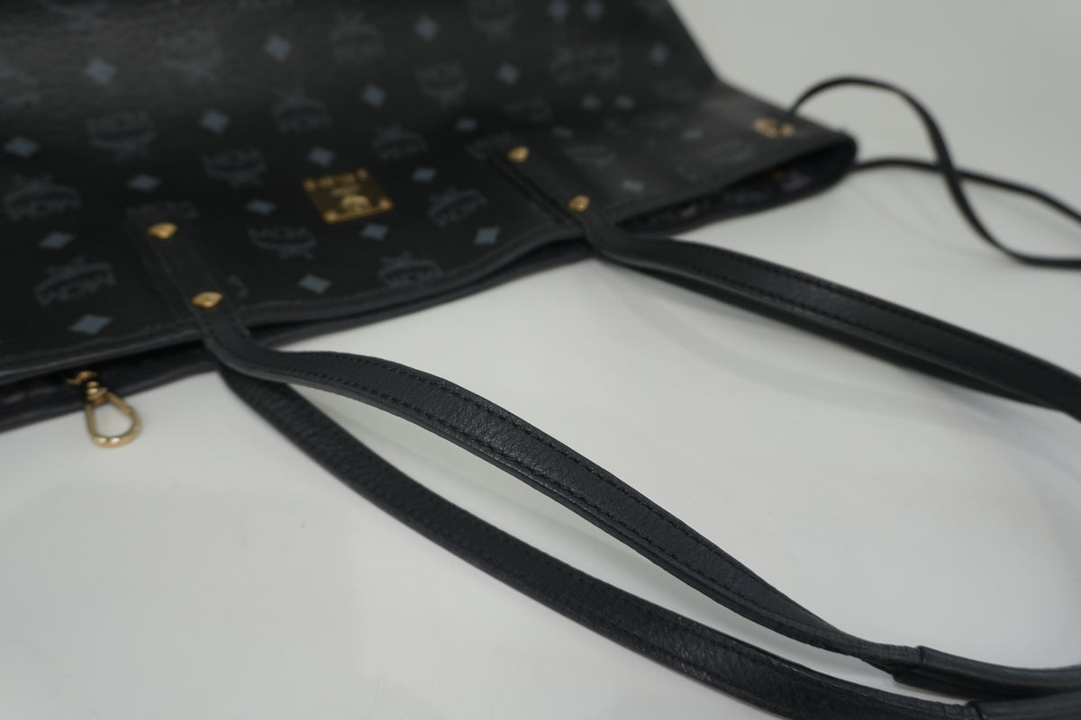 Pre-Owned MCM Visetos Liz Reversible Shopper Tote Bag Black