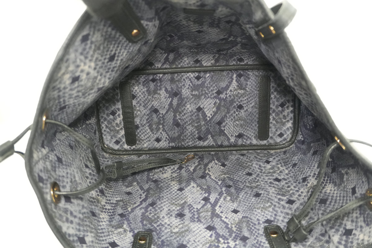 Pre-Owned MCM Visetos Liz Reversible Shopper Tote Bag Black
