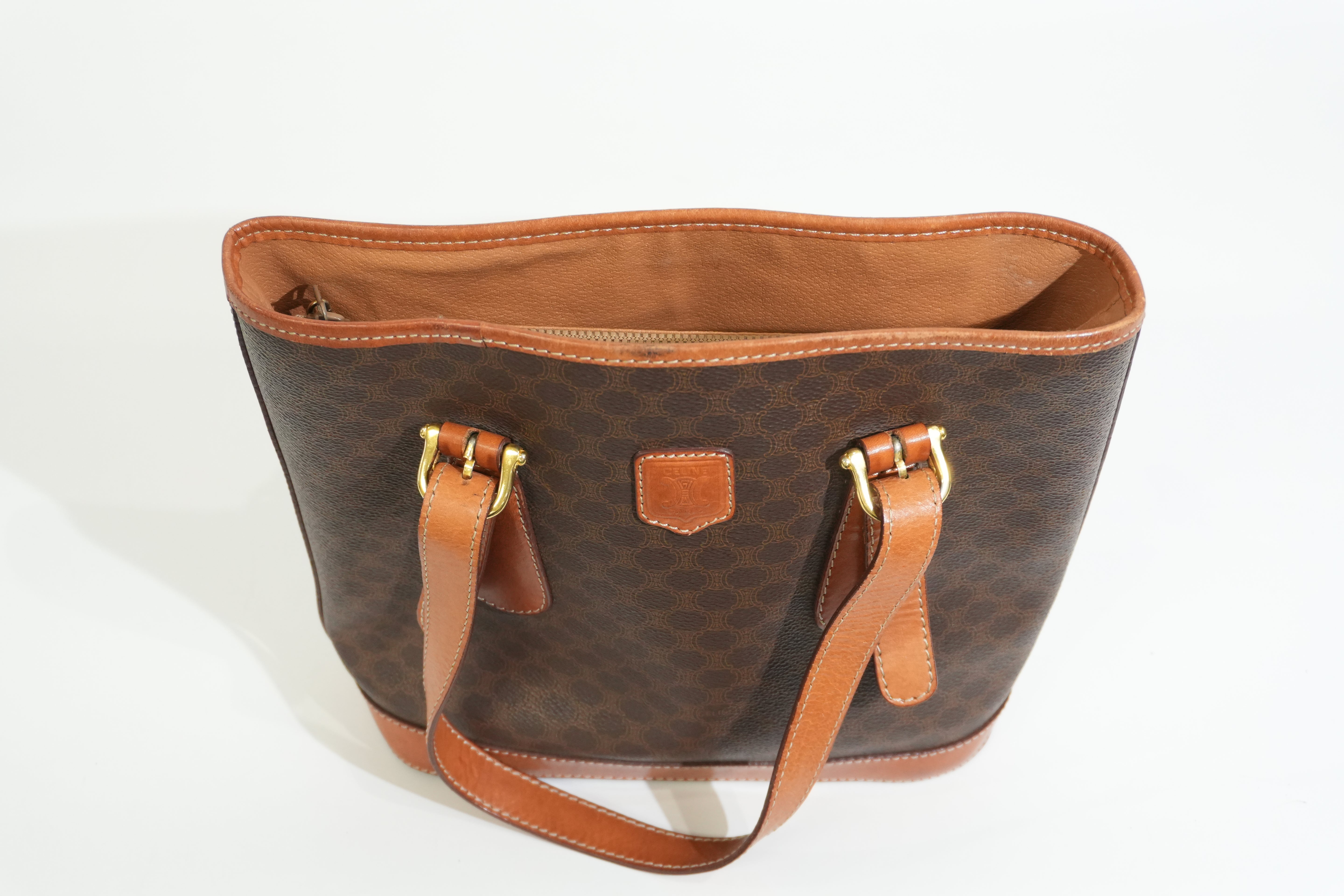 Pre-owned Celine Macadam Tote Bag Brown