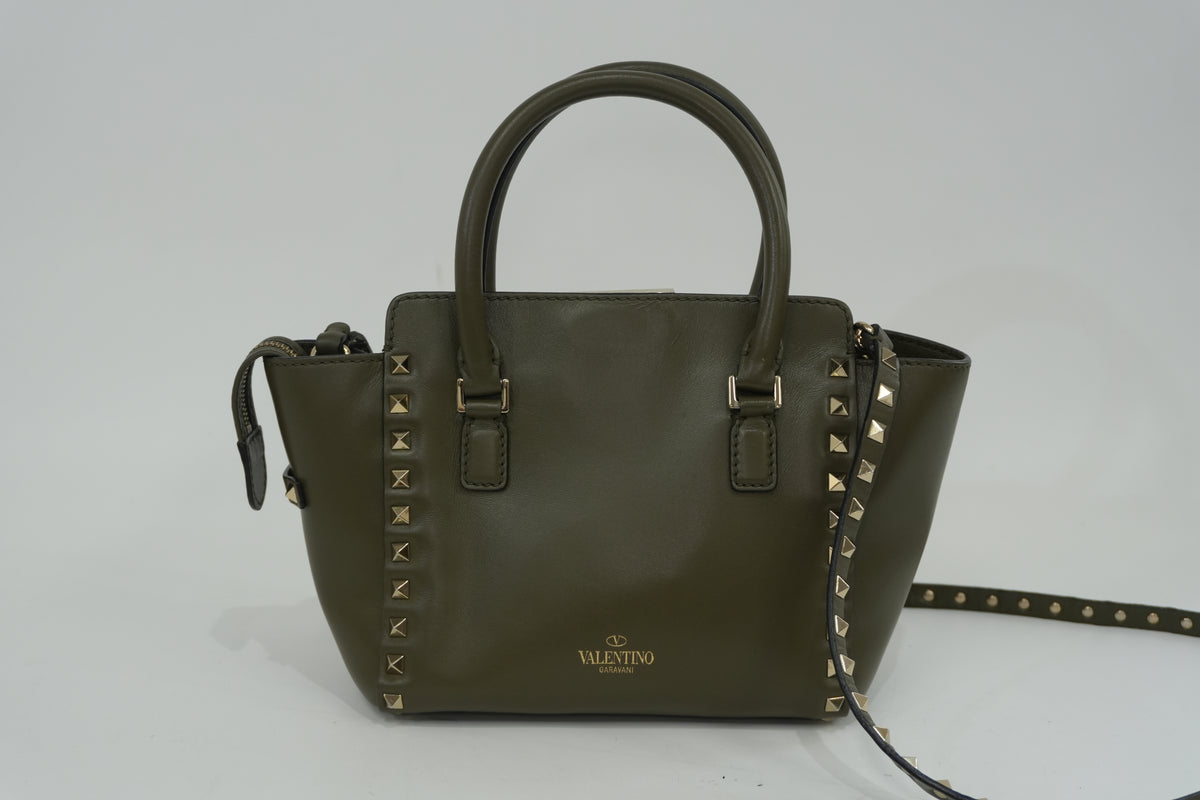 Pre-Owned Valentino Two Way Garavani Rock stud Shoulder Bag Green