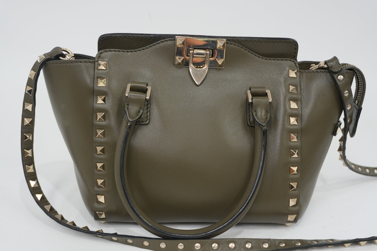 Pre-Owned Valentino Two Way Garavani Rock stud Shoulder Bag Green