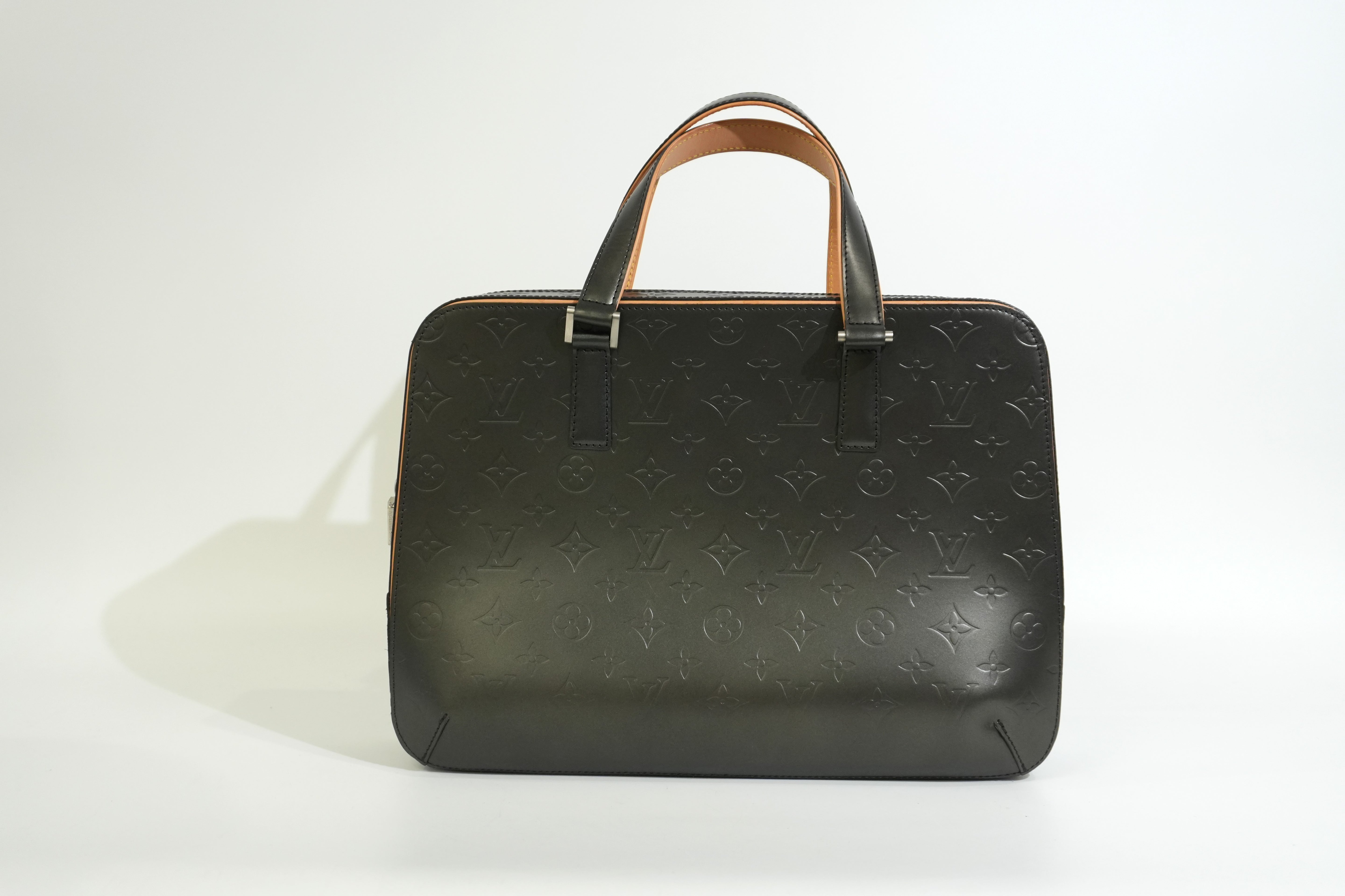 Pre-owned Louis Vuitton Matte Monogram Mat Malden Briefcase Gray