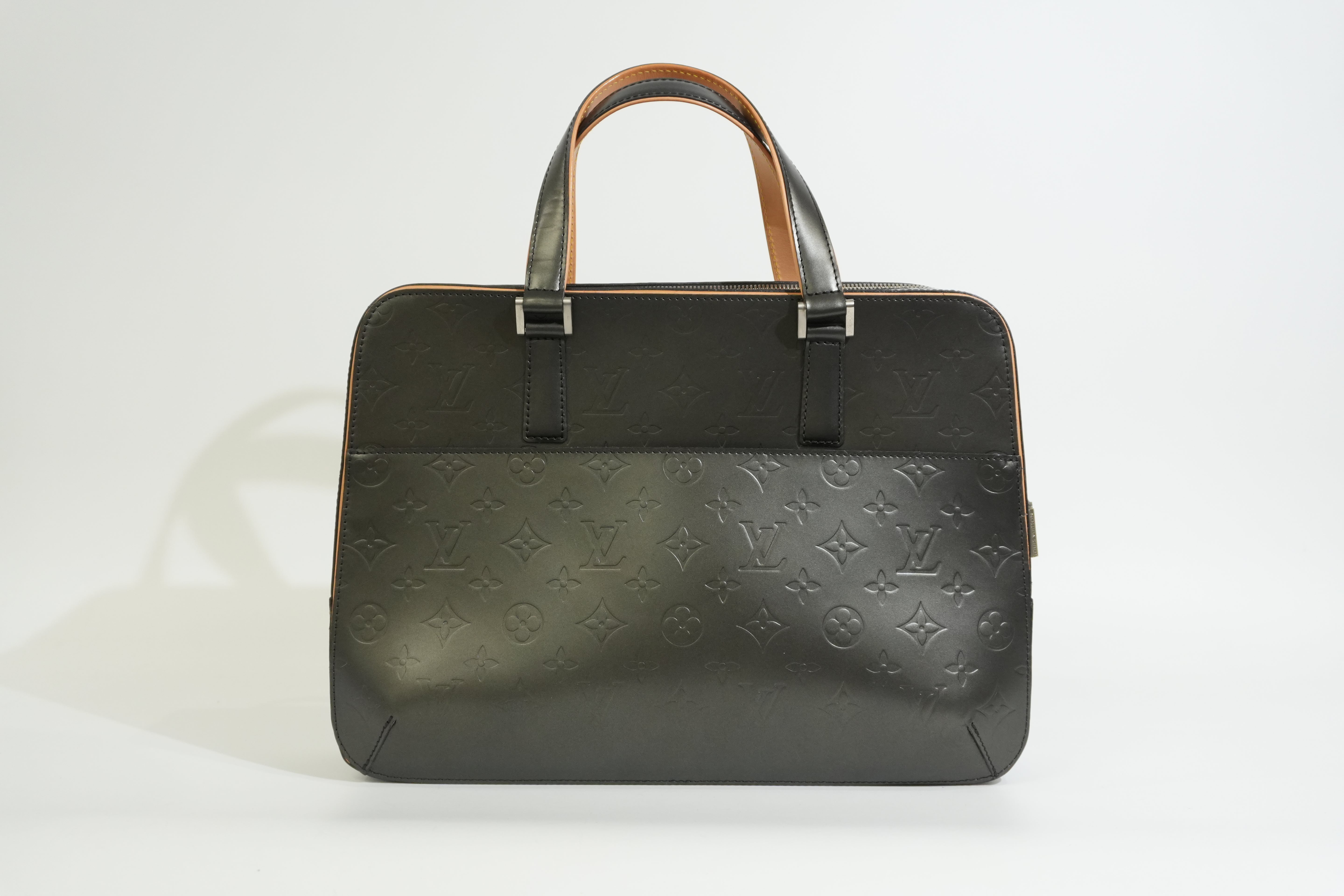 Pre-owned Louis Vuitton Matte Monogram Mat Malden Briefcase Gray