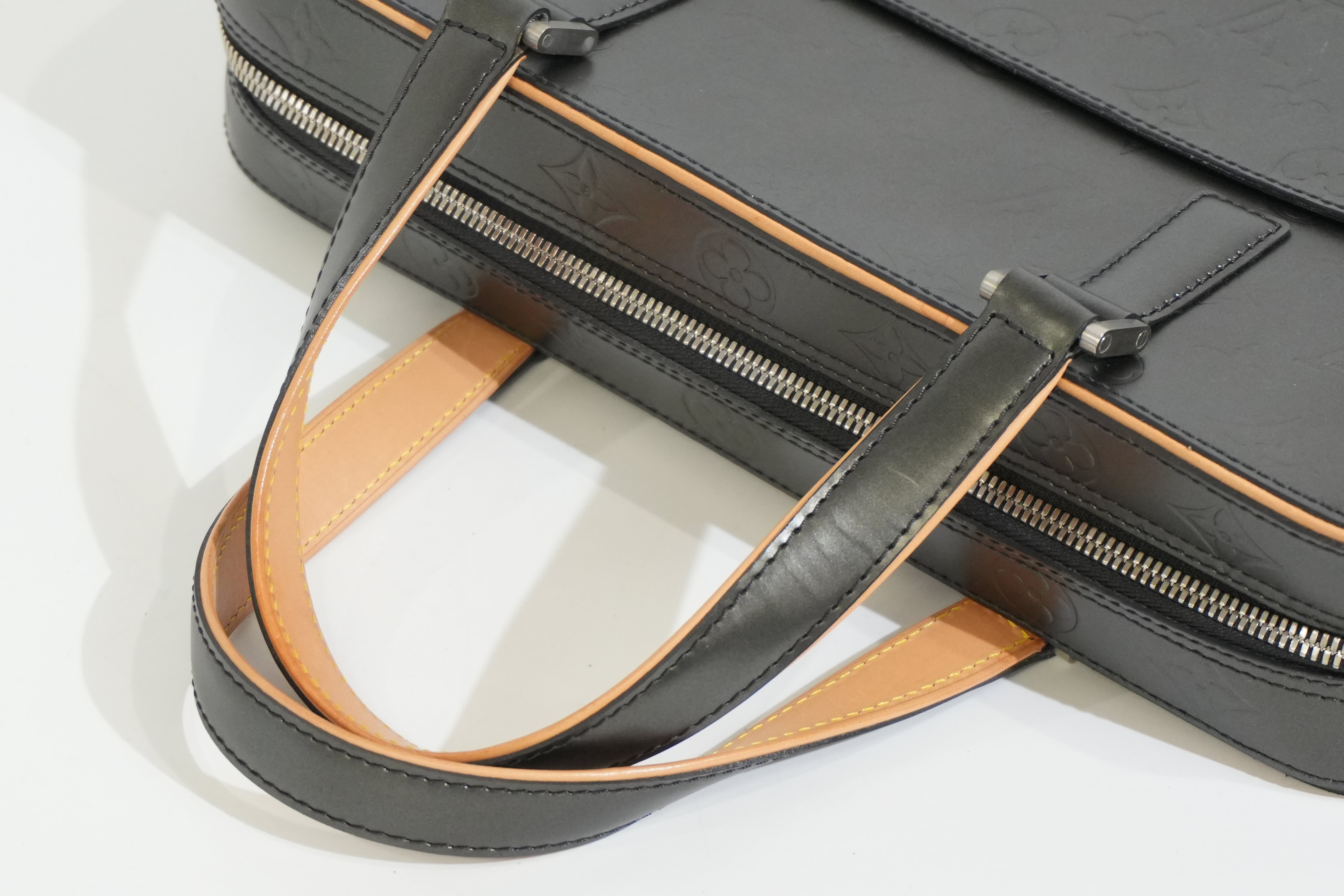 Pre-owned Louis Vuitton Matte Monogram Mat Malden Briefcase Gray