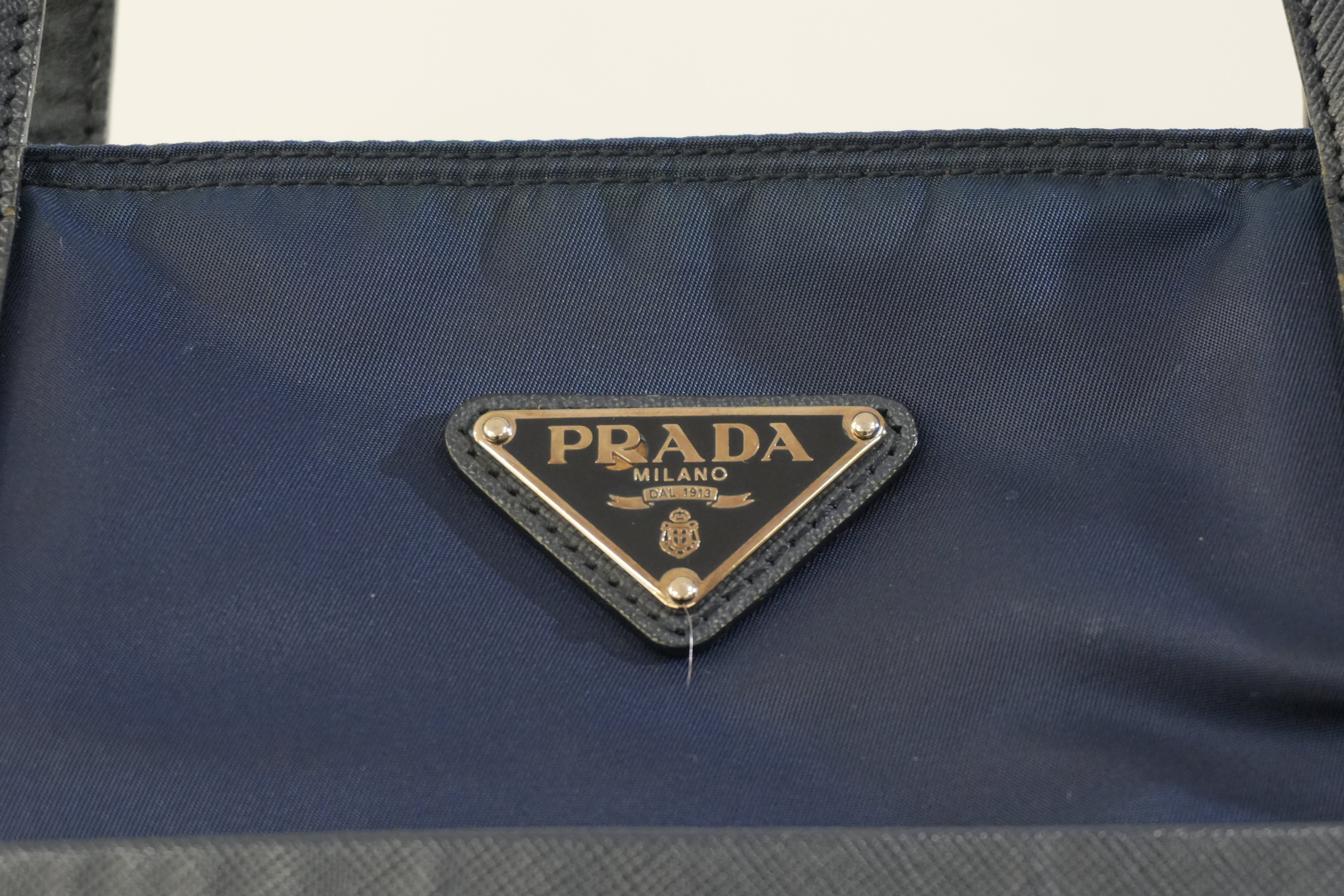 Pre-owned Prada Nylon Tote Bag Navy Blue
