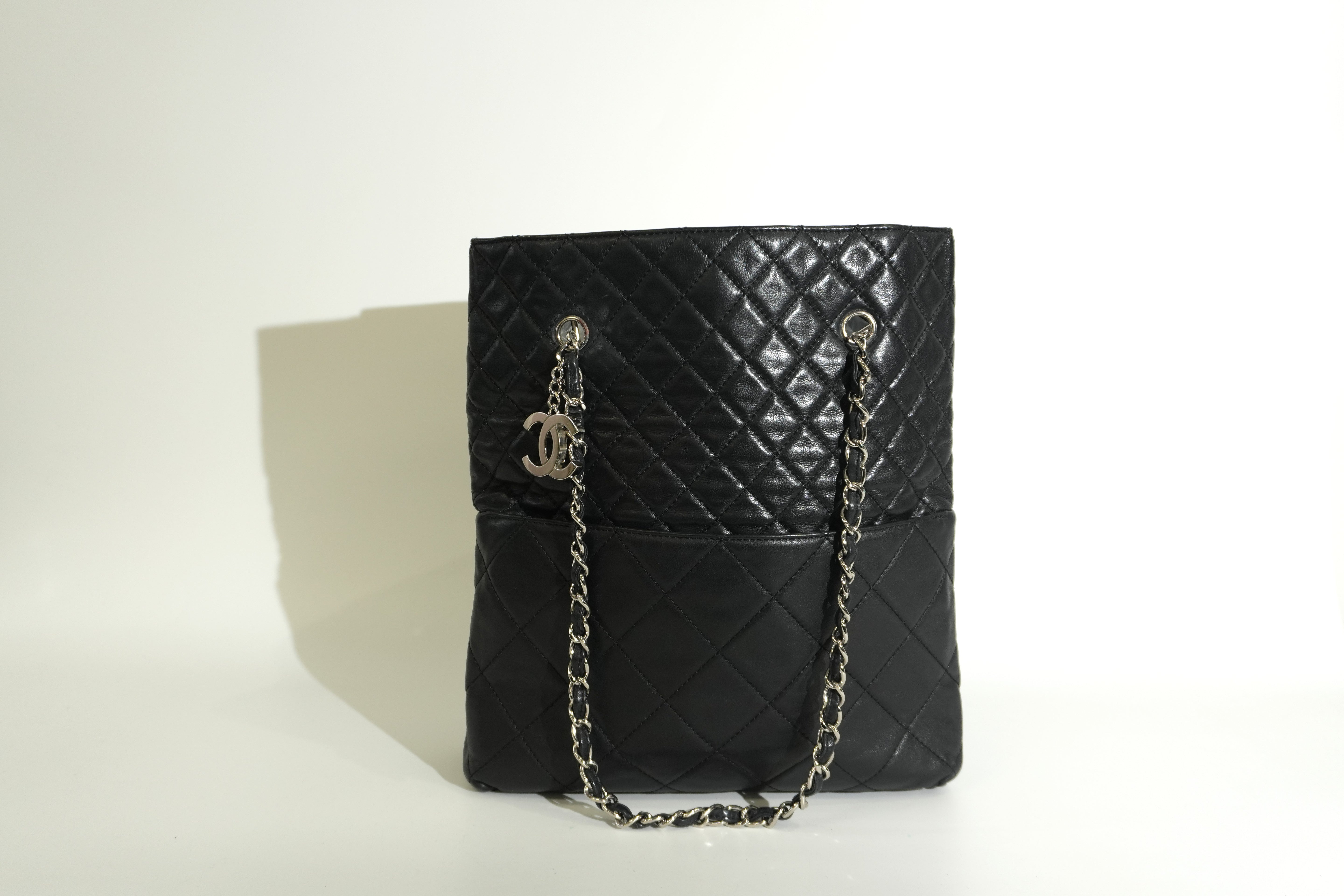 Pre-owned Lambskin Leather Business Tote Bag Black