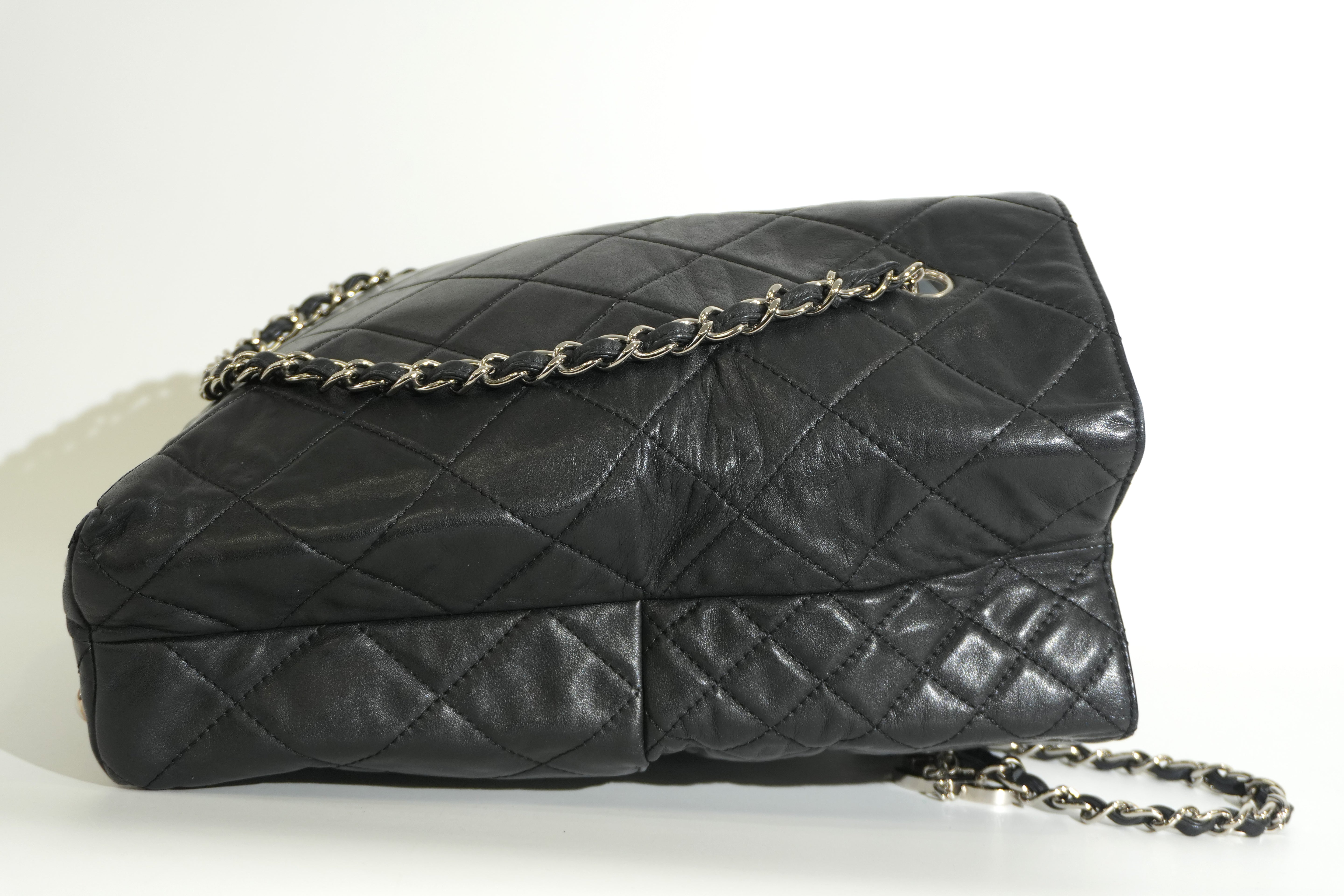 Pre-owned Lambskin Leather Business Tote Bag Black