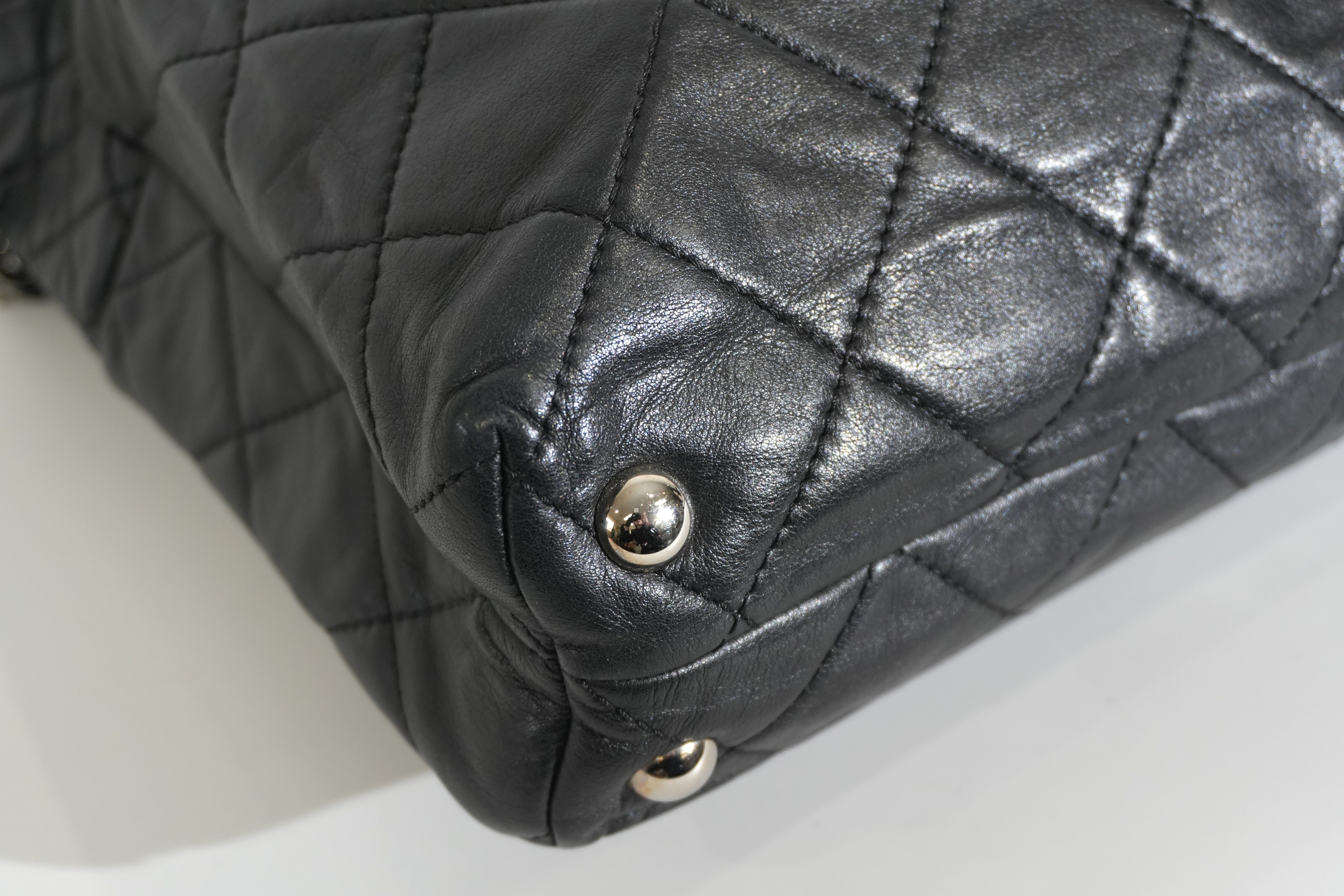 Pre-owned Lambskin Leather Business Tote Bag Black