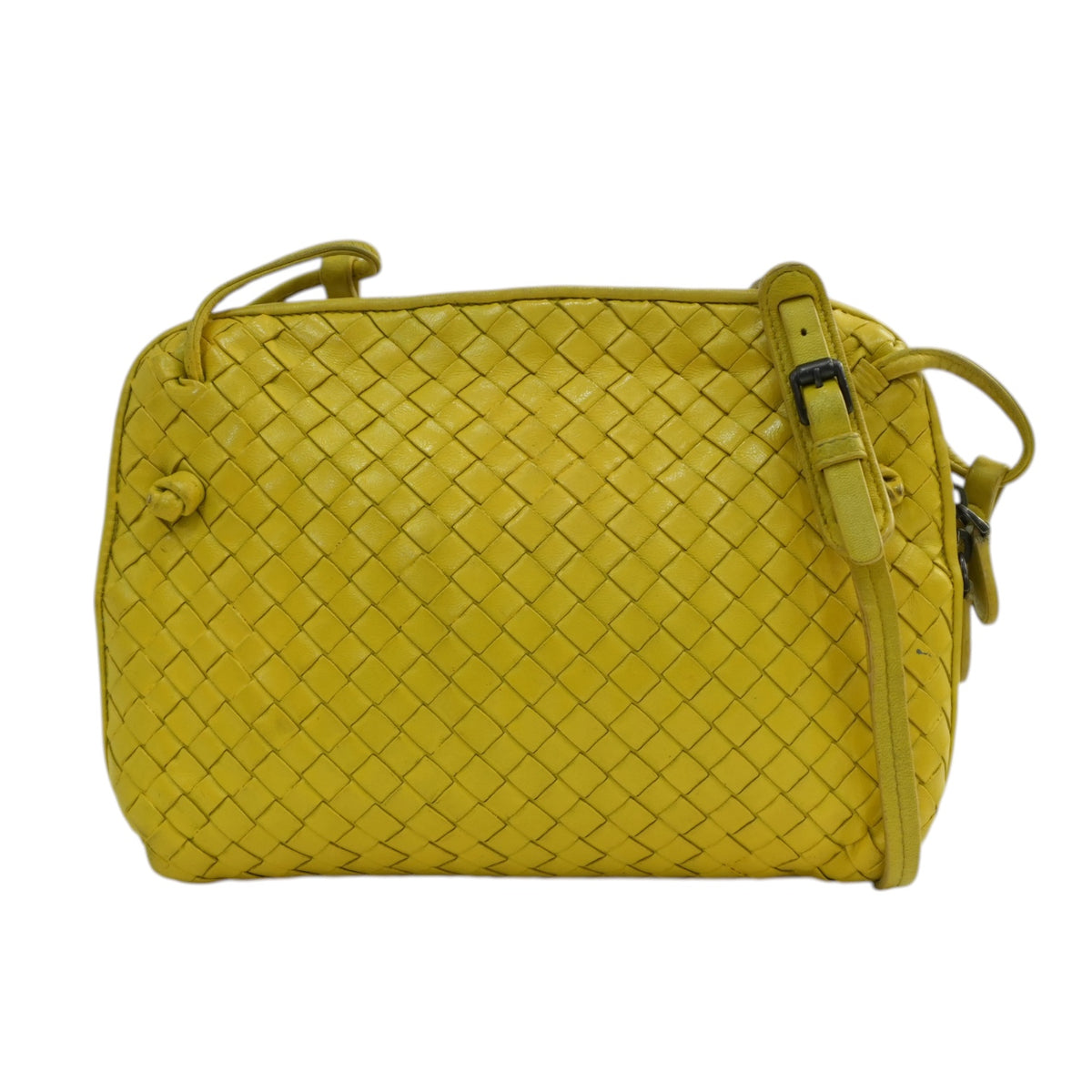 Pre-Owned Bottega Intercciato Crossbody Bag Yellow