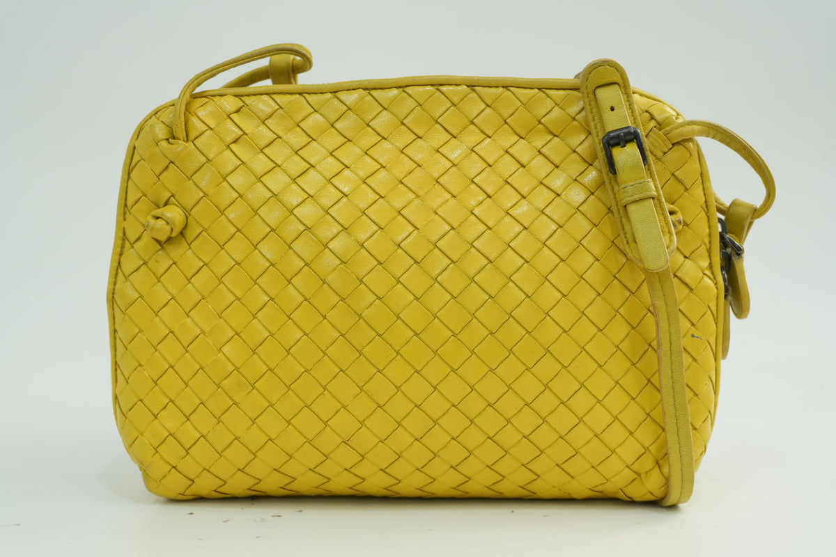 Pre-Owned Bottega Intercciato Crossbody Bag Yellow