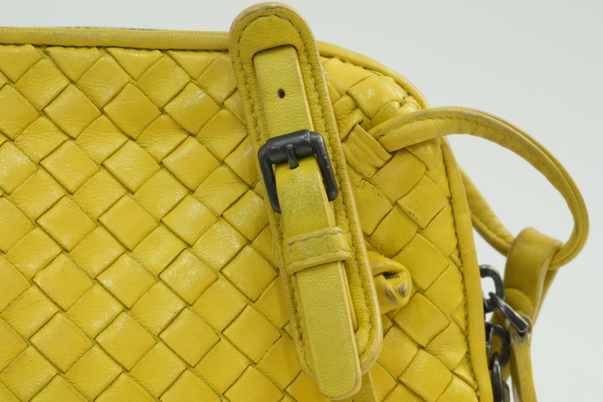 Pre-Owned Bottega Intercciato Crossbody Bag Yellow