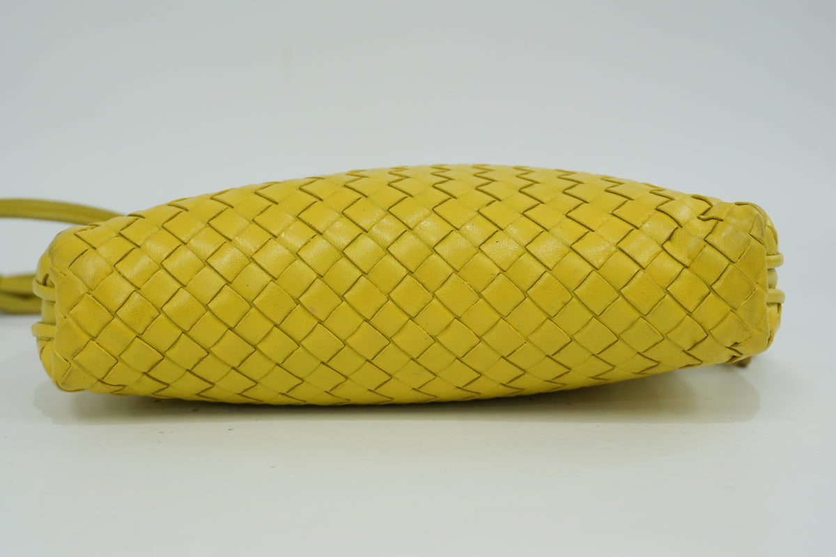 Pre-Owned Bottega Intercciato Crossbody Bag Yellow