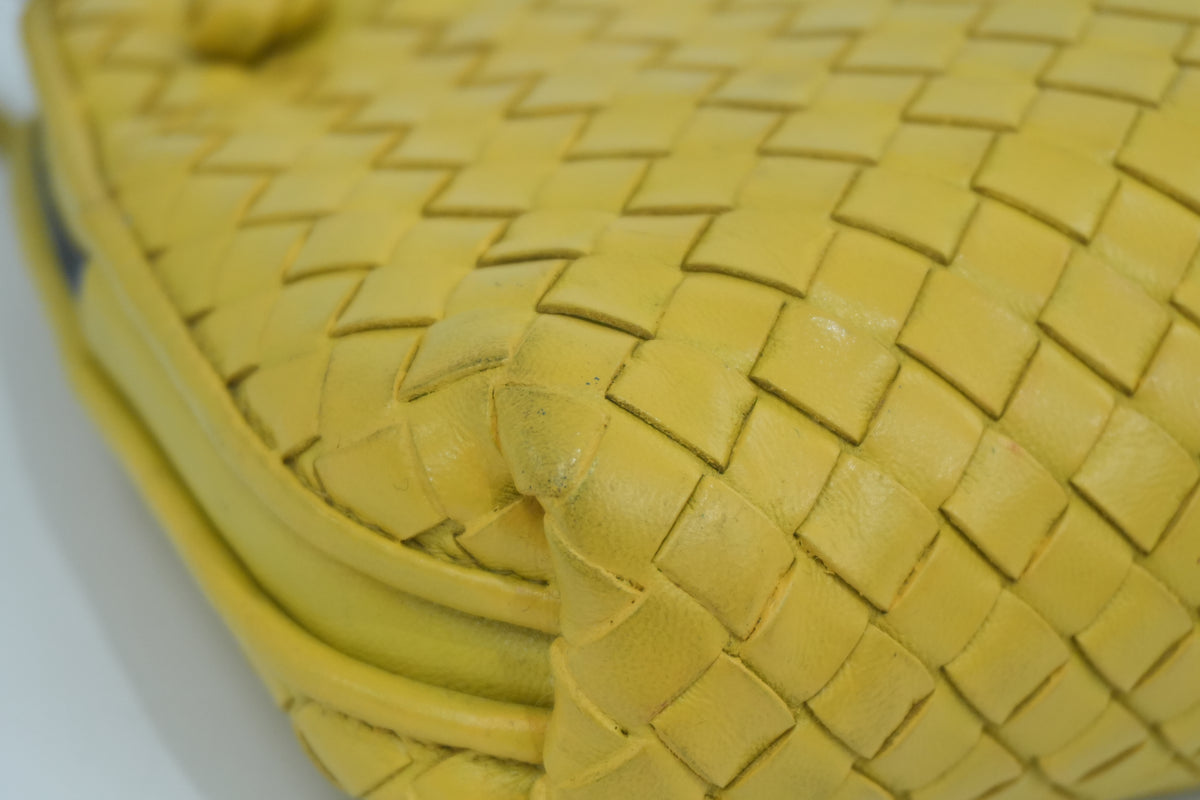 Pre-Owned Bottega Intercciato Crossbody Bag Yellow