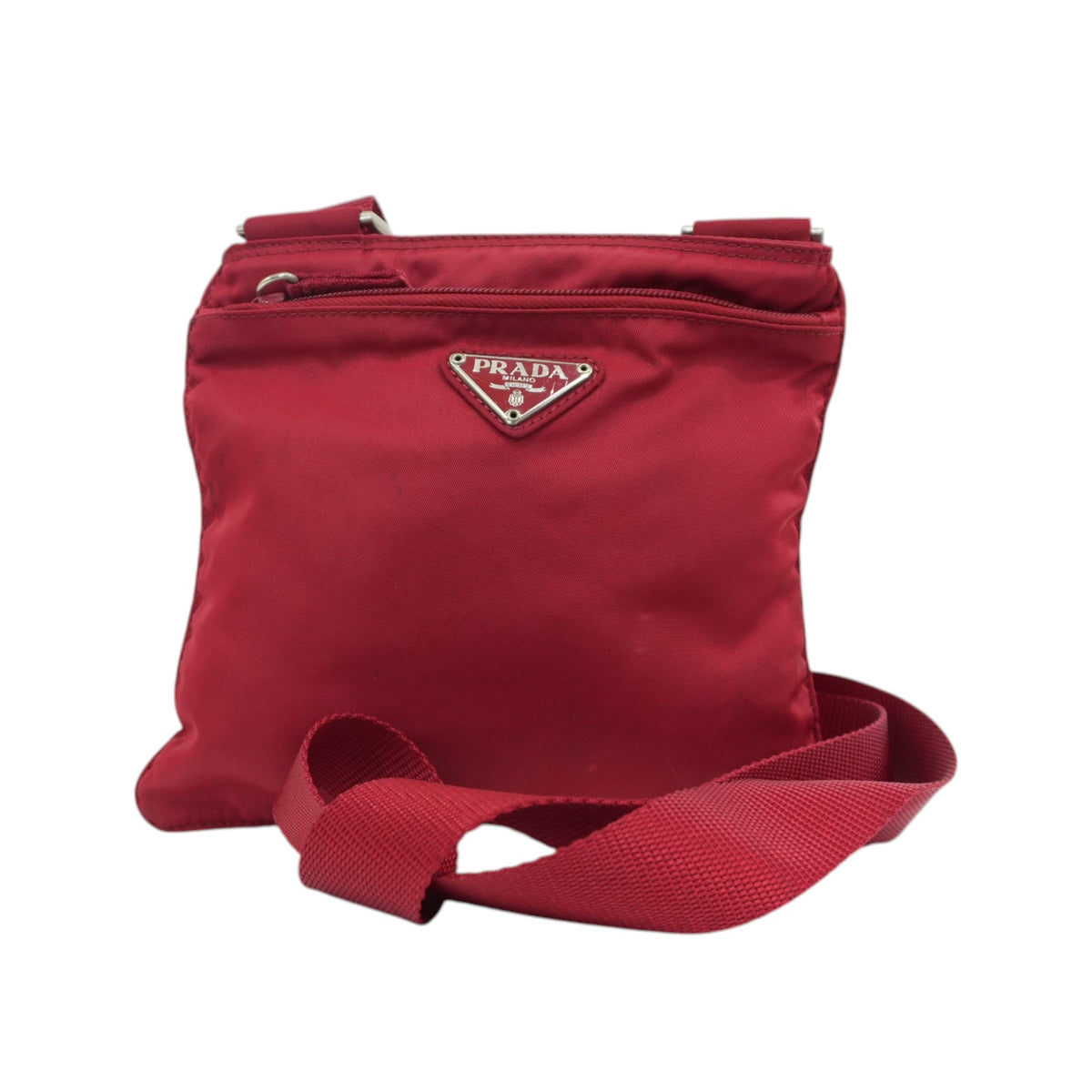 Pre-Owned Prada Nylon Crossbody Bag Red