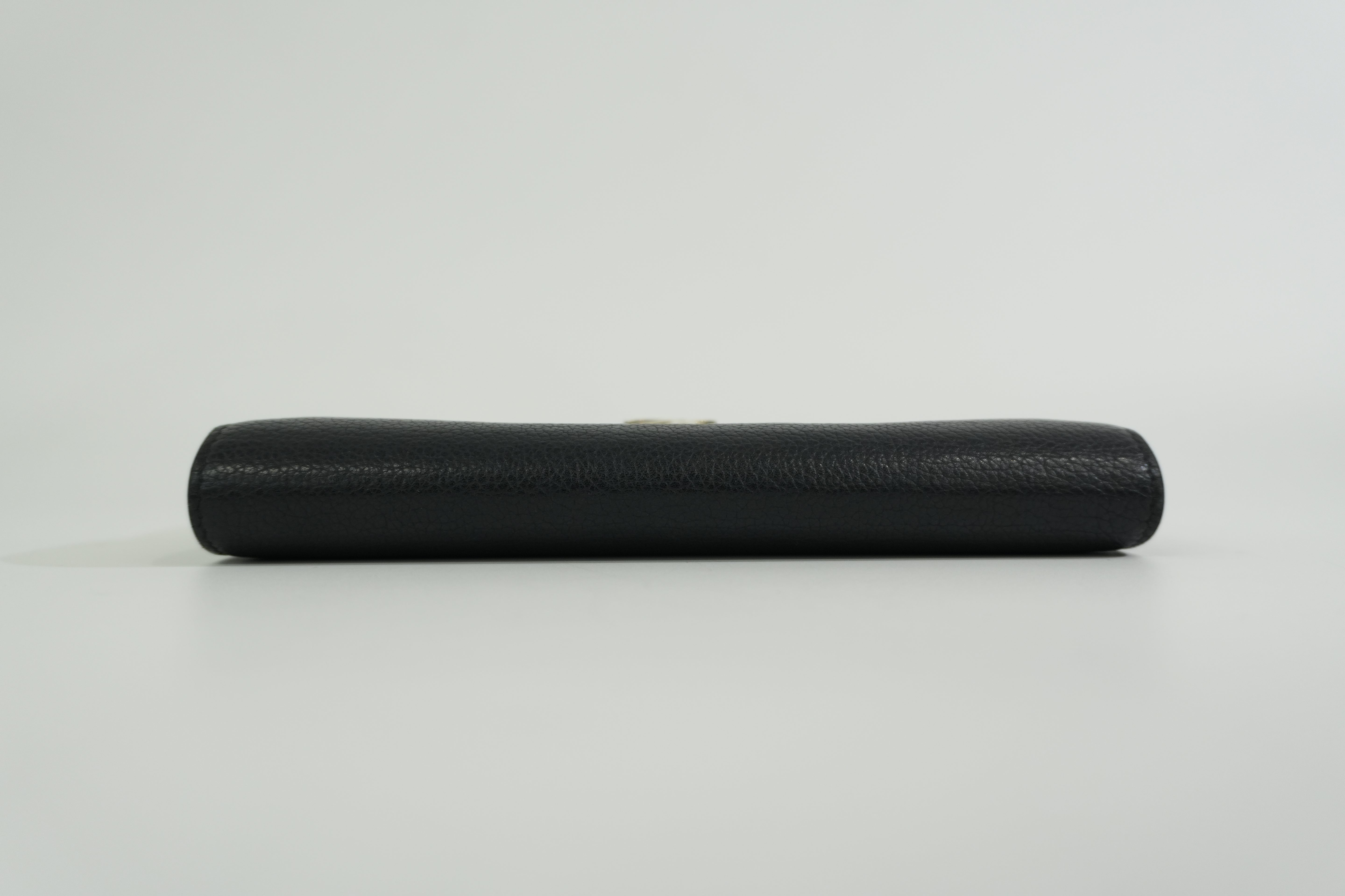 Pre-owned Louis Vuitton Leather Porte Feuille Lockeme Long Wallet Black