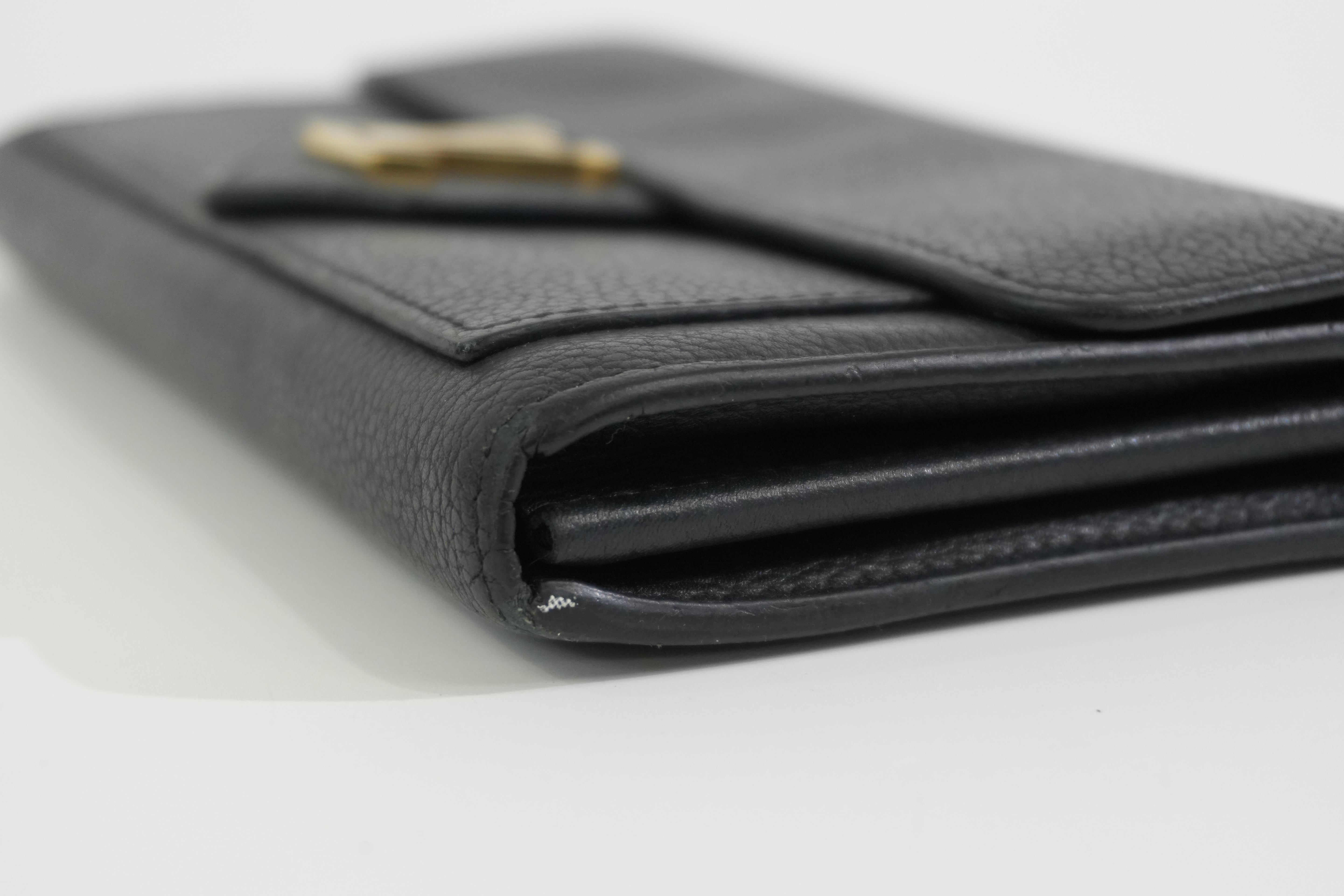 Pre-owned Louis Vuitton Leather Porte Feuille Lockeme Long Wallet Black