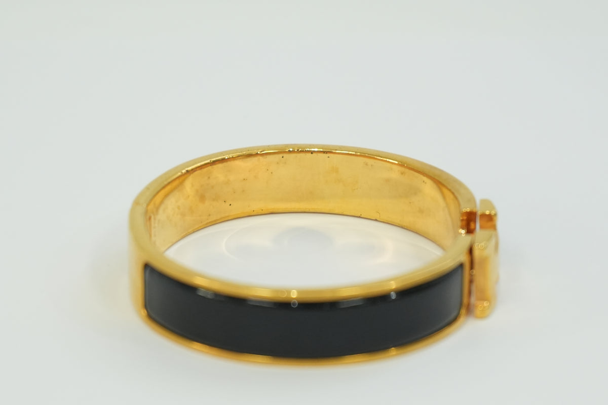 Pre-Owned Hermes Clic Clac Bracelet Black And Gold
