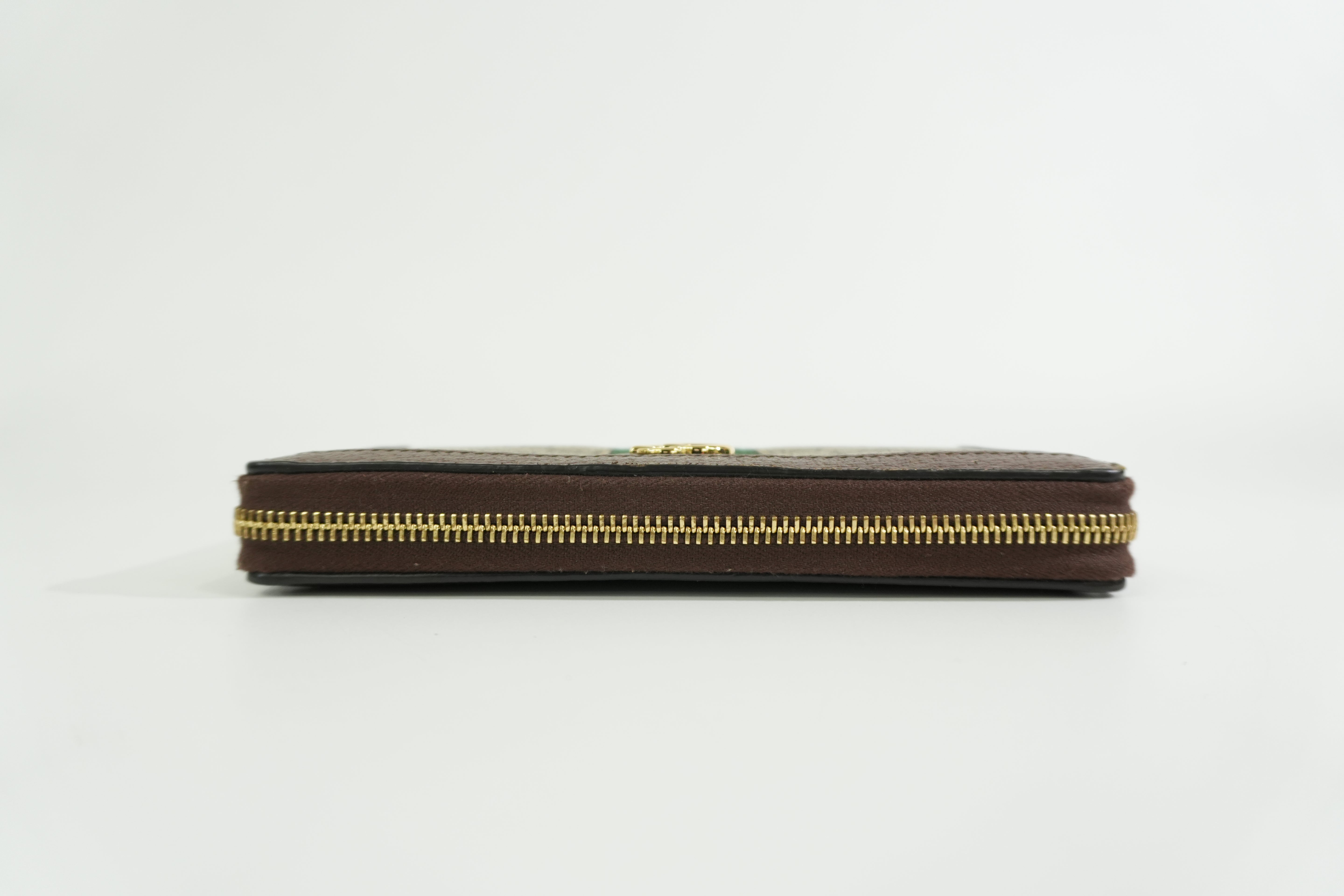 Pre-owned Gucci Ophidia Zippy Long Wallet Brown