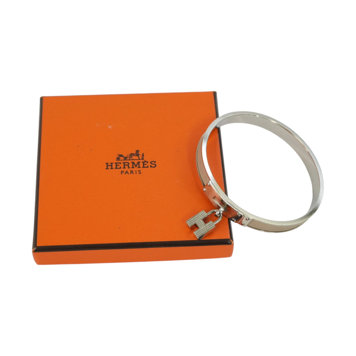 Pre-Owned Hermes Kelly Bangle Cream and Silver