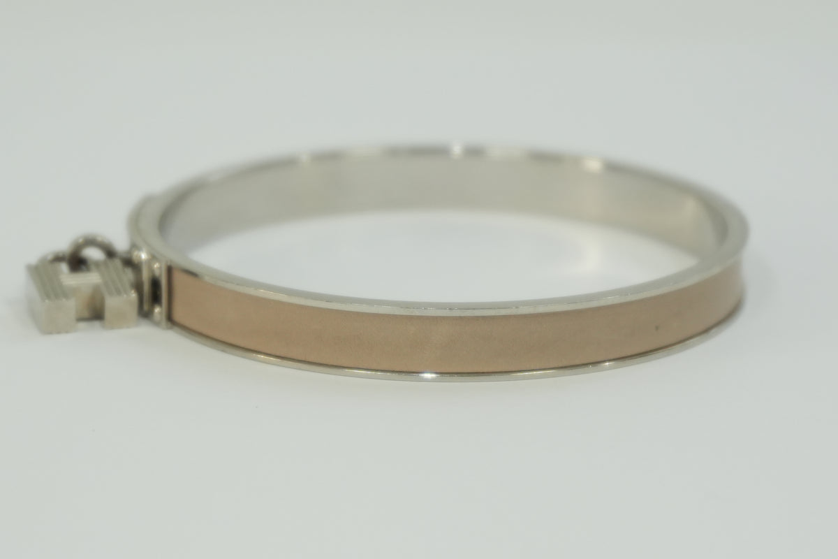 Pre-Owned Hermes Kelly Bangle Cream and Silver