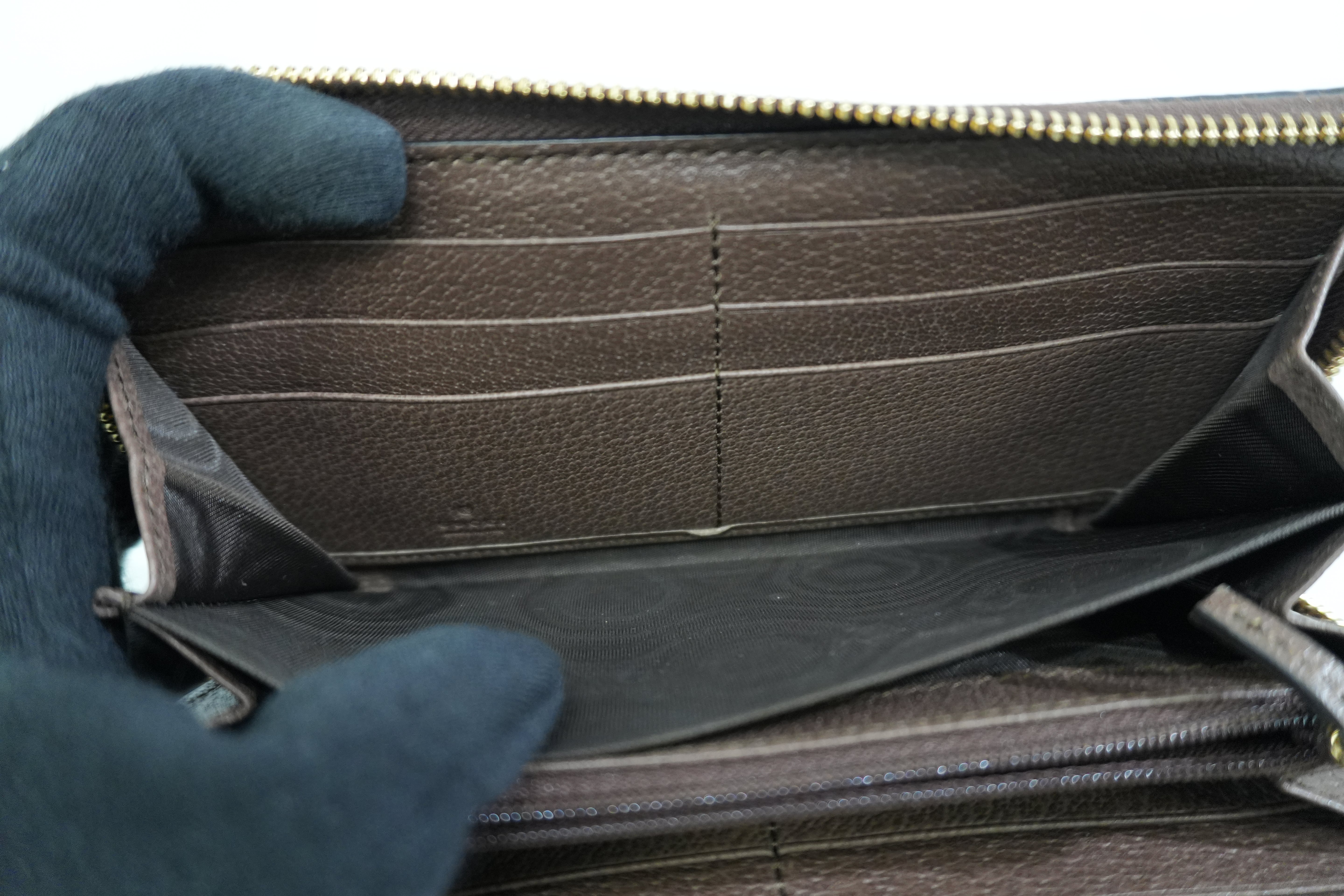 Pre-owned Gucci Ophidia Zippy Long Wallet Brown