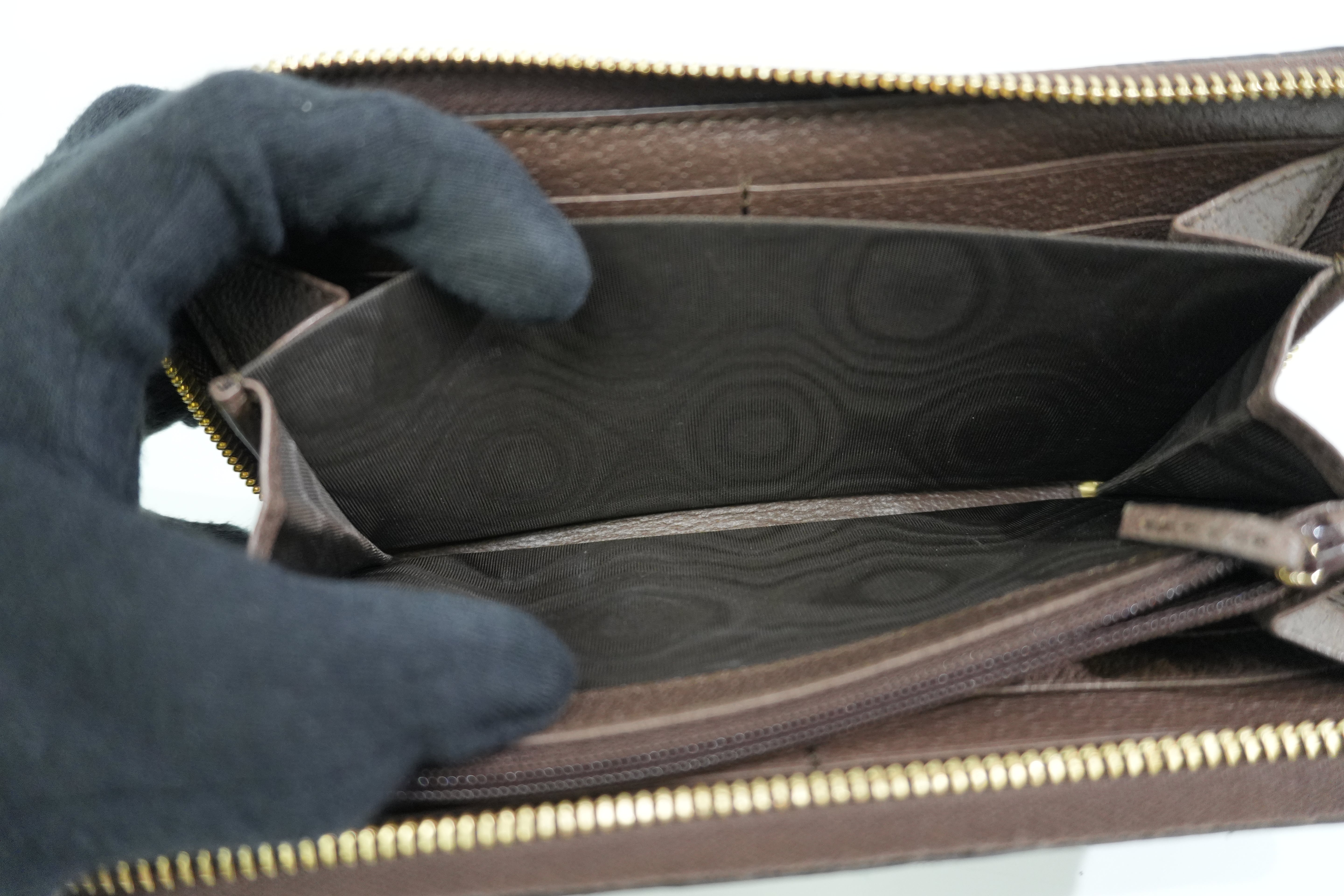 Pre-owned Gucci Ophidia Zippy Long Wallet Brown