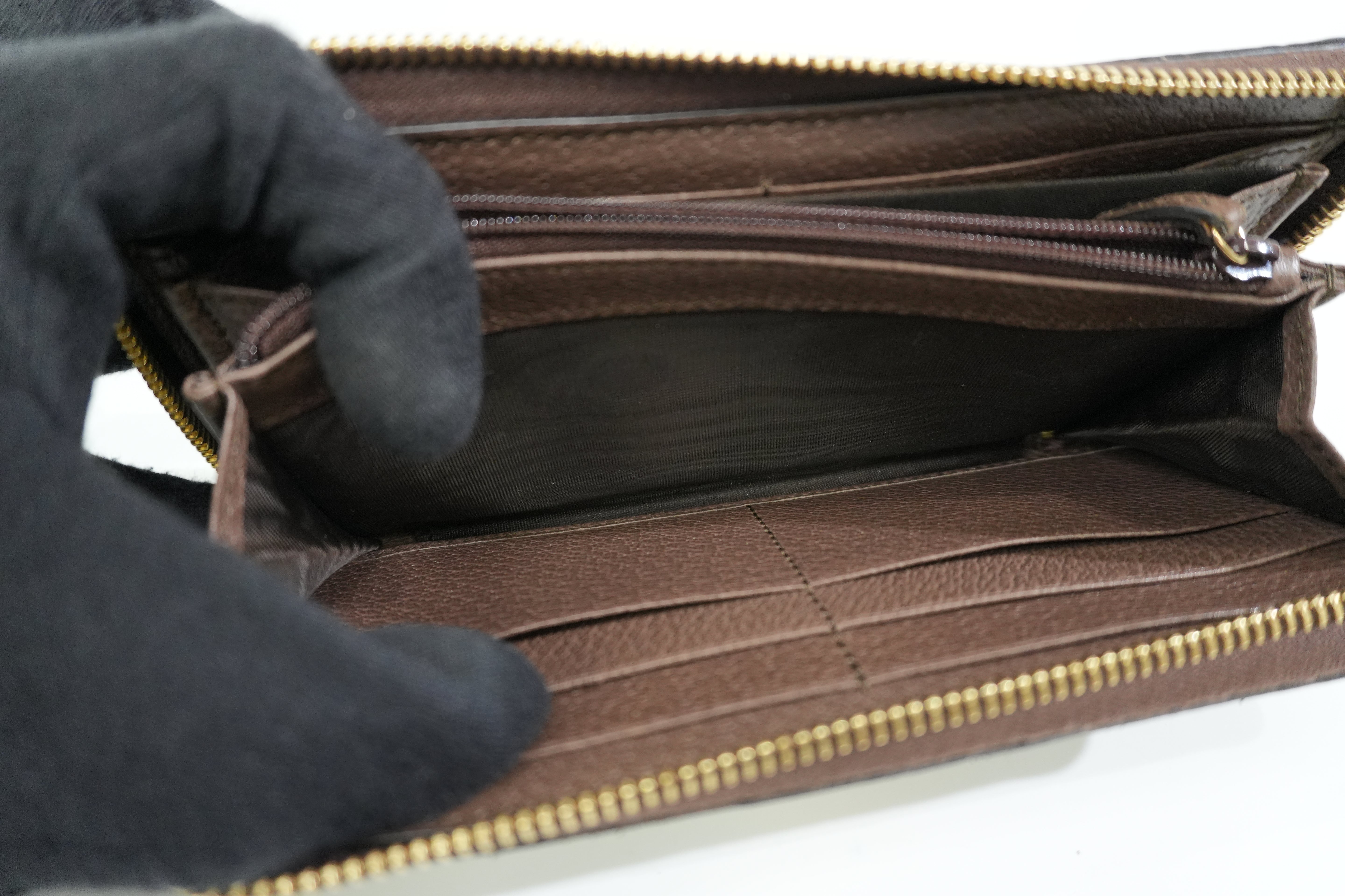 Pre-owned Gucci Ophidia Zippy Long Wallet Brown