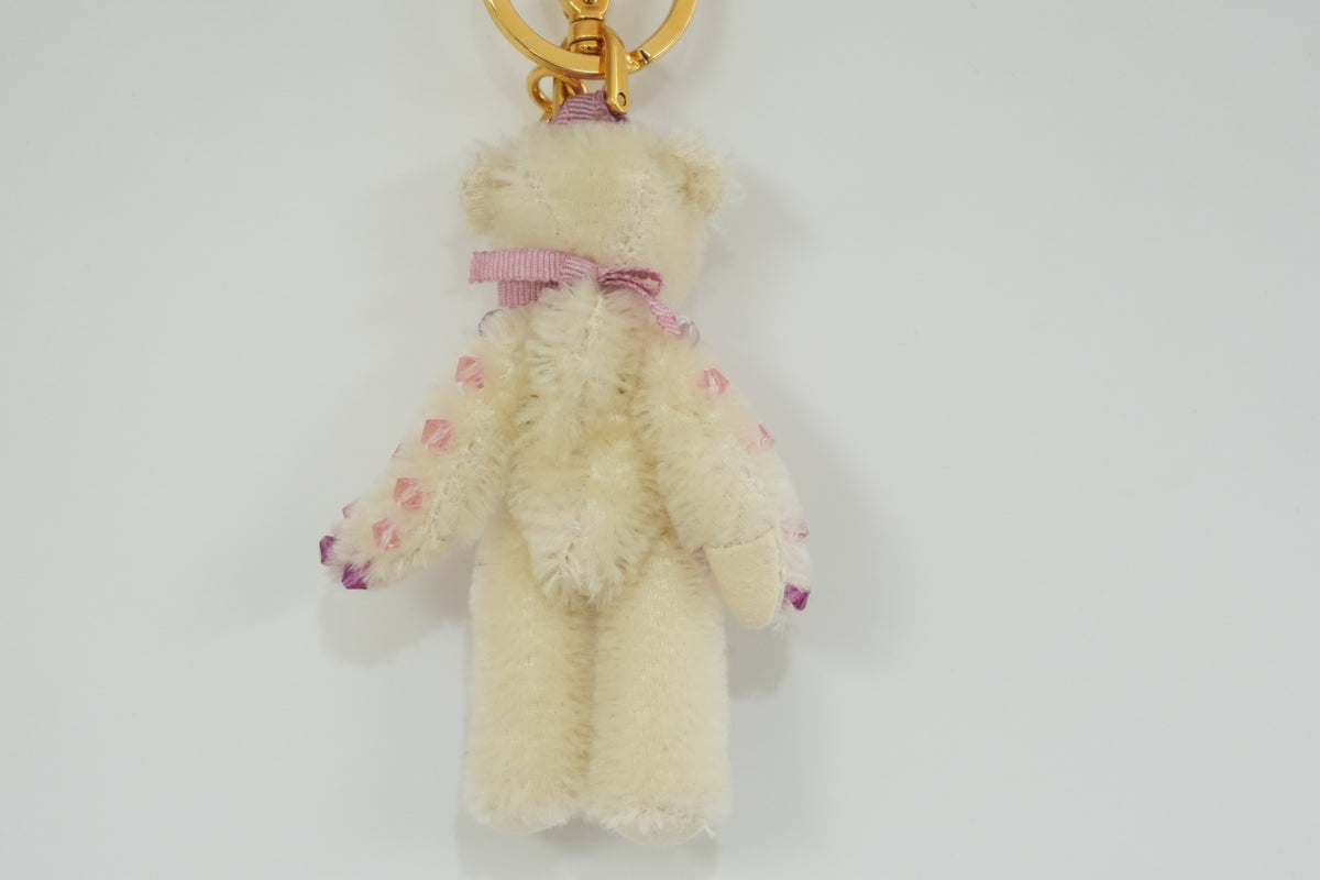 Pre-Owned Prada Bear Bag Charm Pink and White
