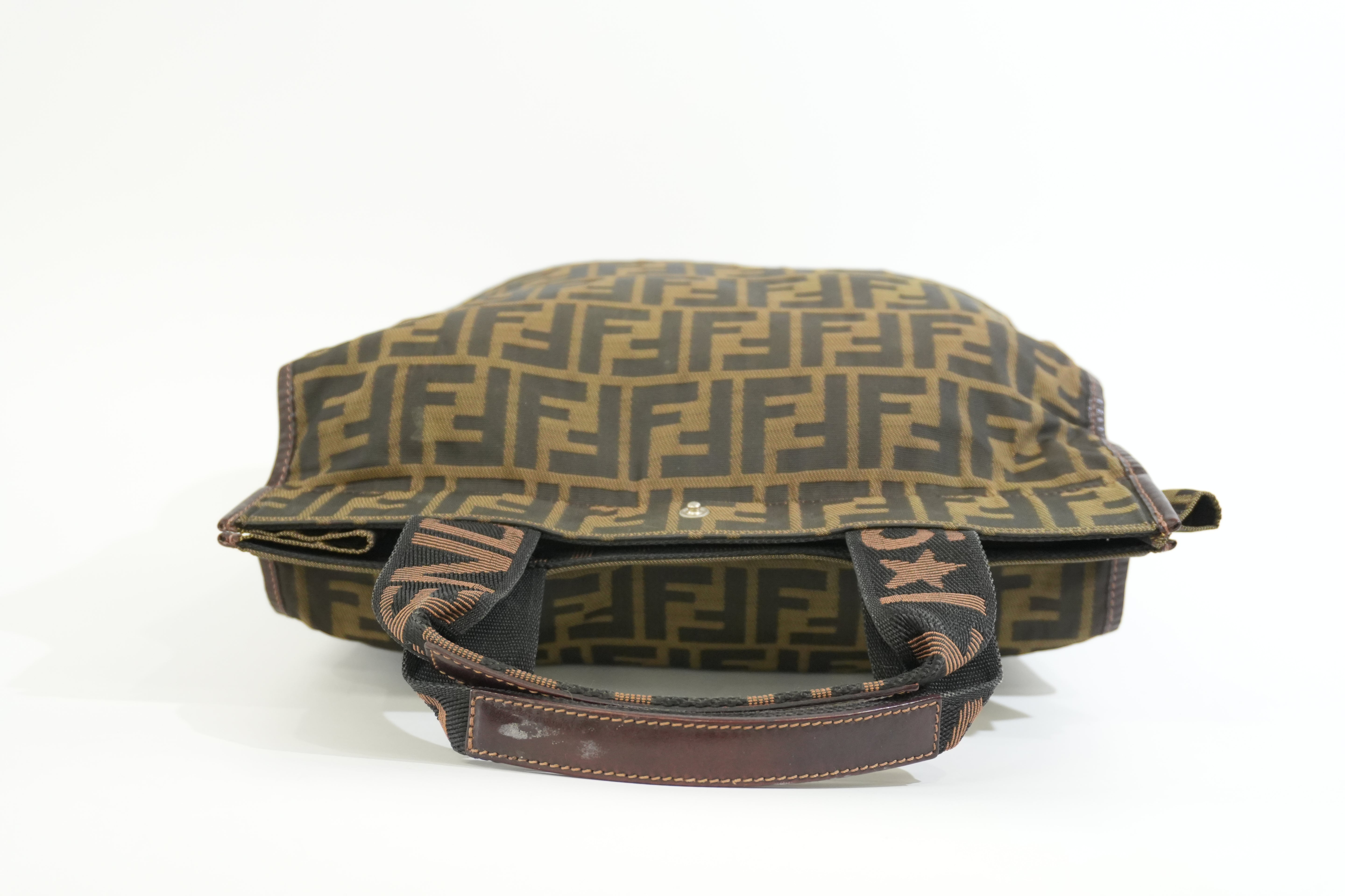 Pre-owned Fendi Zucca Small Tote Bag Brown