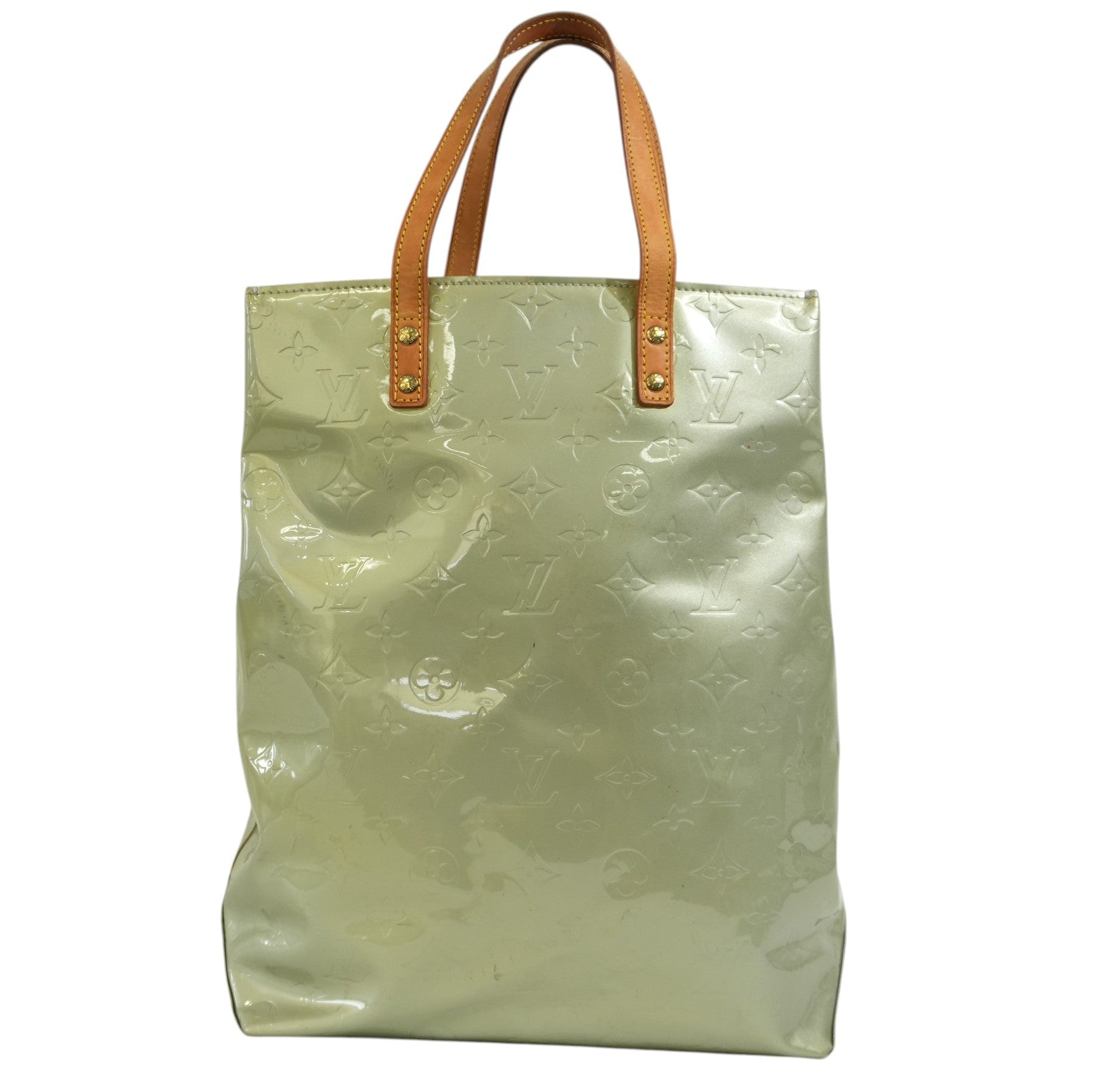 Pre-owned Louis Vuitton Vernis Reade MM Handbag Avocado Green