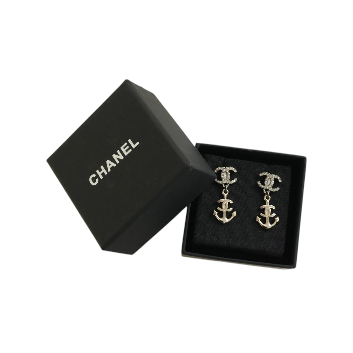 Pre-Owned Chanel CC logo Rhinestone Anchor Stud Earrings
