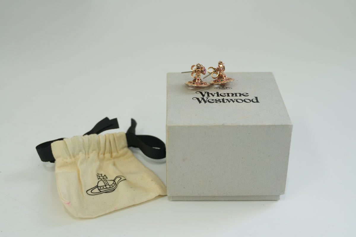 Pre-Owned Vivienne WestWood Orb Dangling Earrings Rose Gold