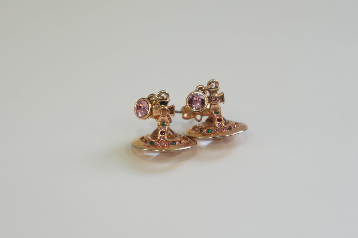 Pre-Owned Vivienne WestWood Orb Dangling Earrings Rose Gold