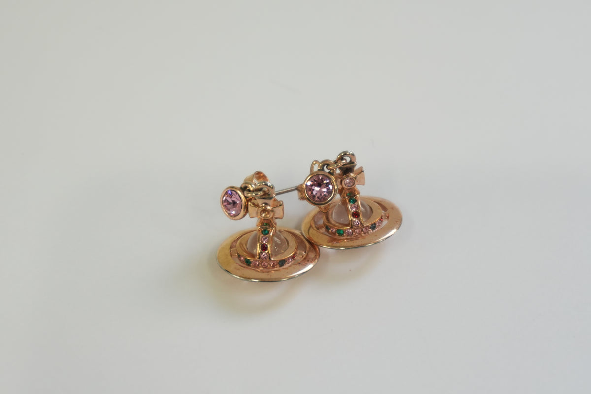 Pre-Owned Vivienne WestWood Orb Dangling Earrings Rose Gold