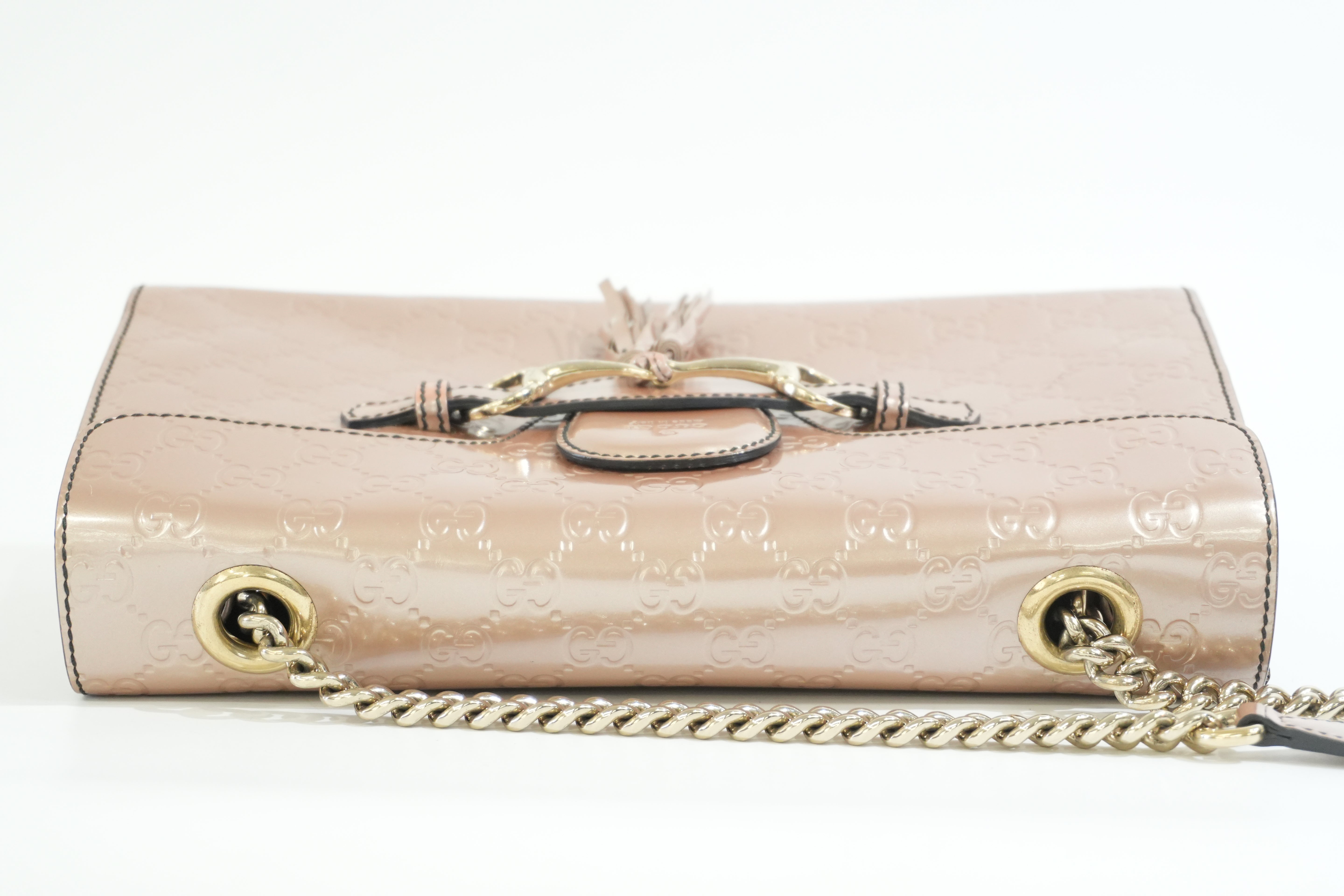 Pre-owned Gucci Emily Chain Shoulder Bag Metallic Pink