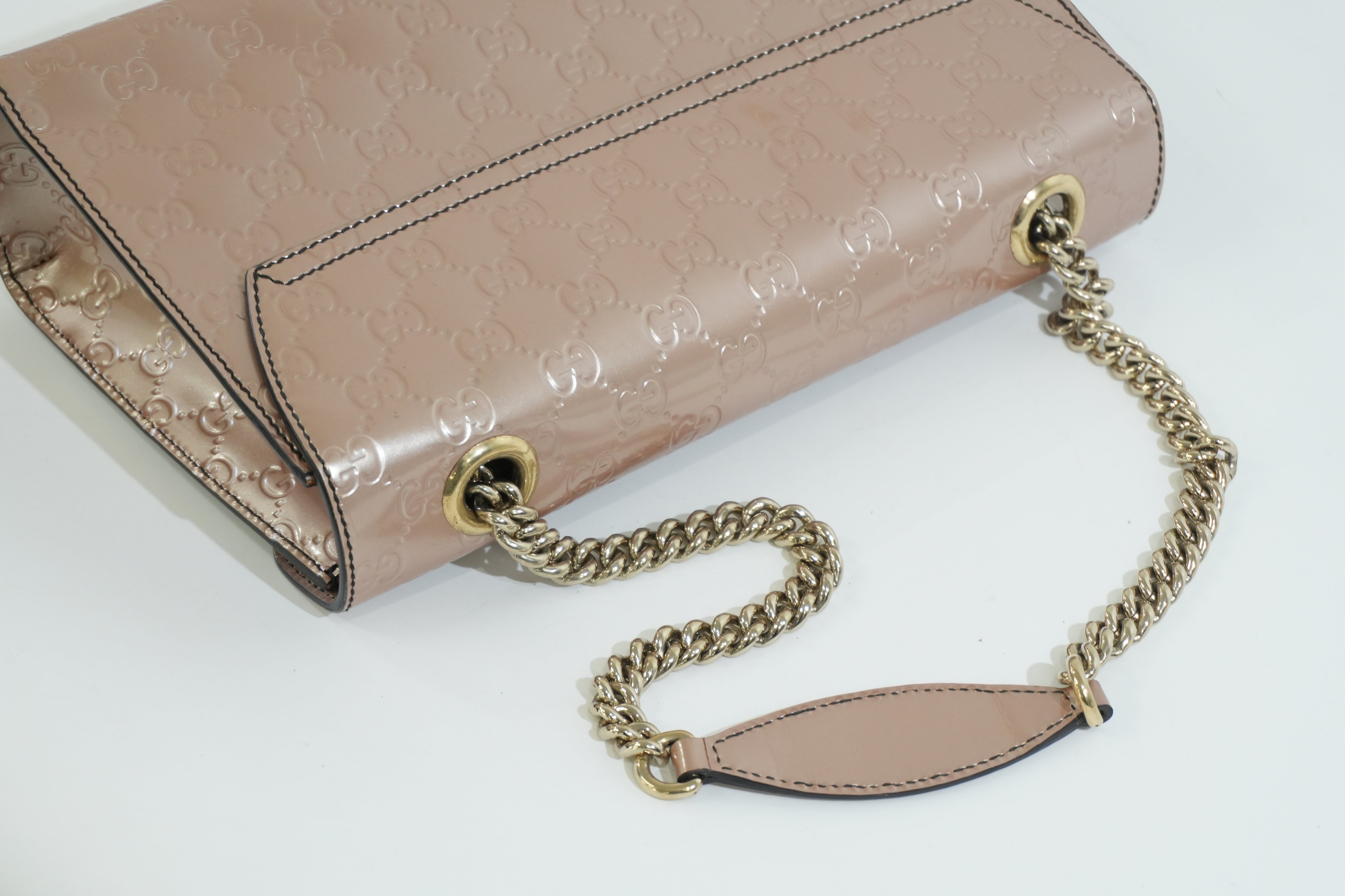 Pre-owned Gucci Emily Chain Shoulder Bag Metallic Pink
