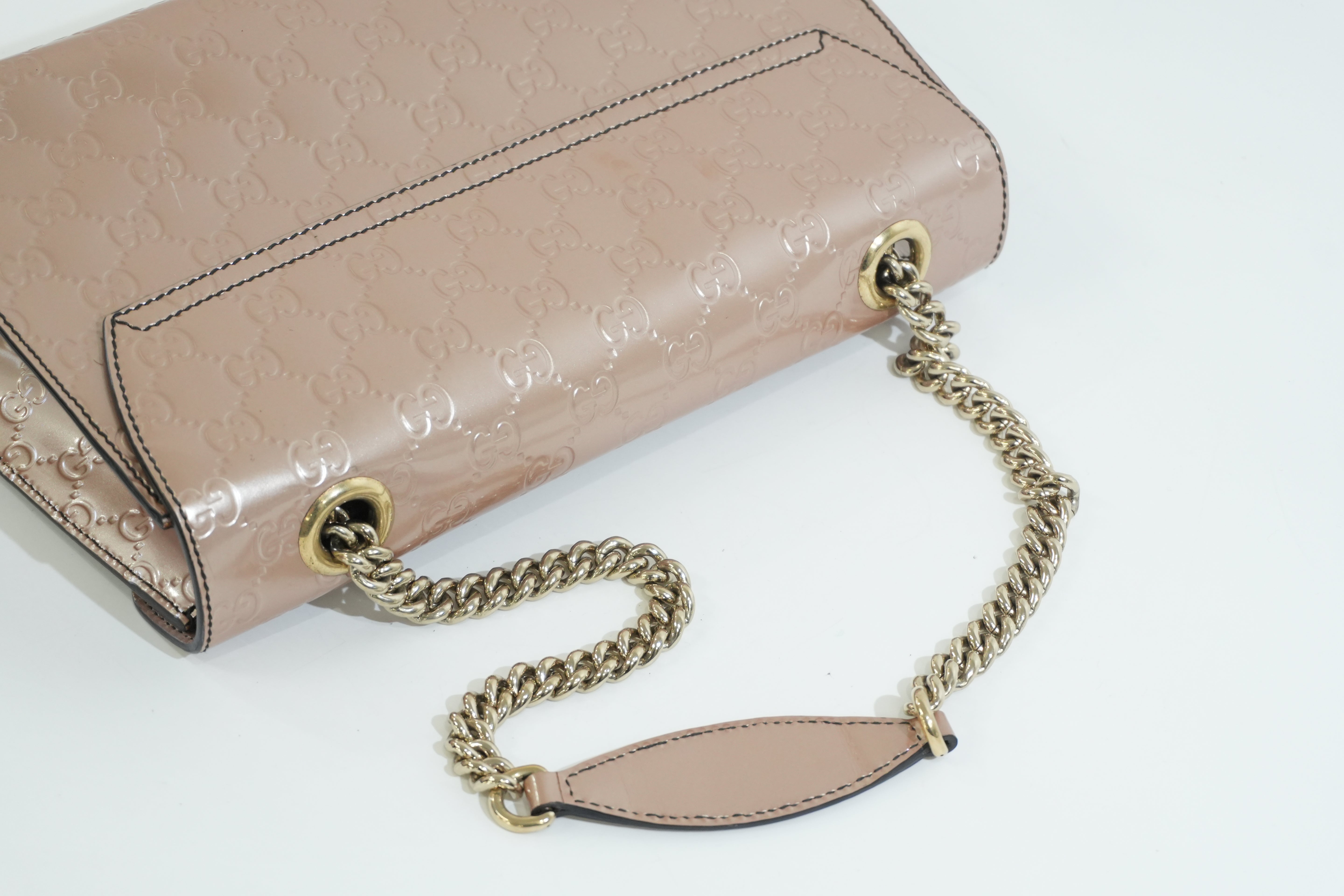 Pre-owned Gucci Emily Chain Shoulder Bag Metallic Pink
