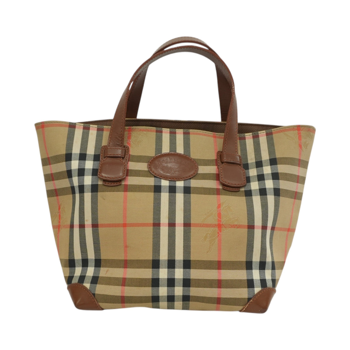 Pre-Owned Burberry Haymarket Check Handbag Brown