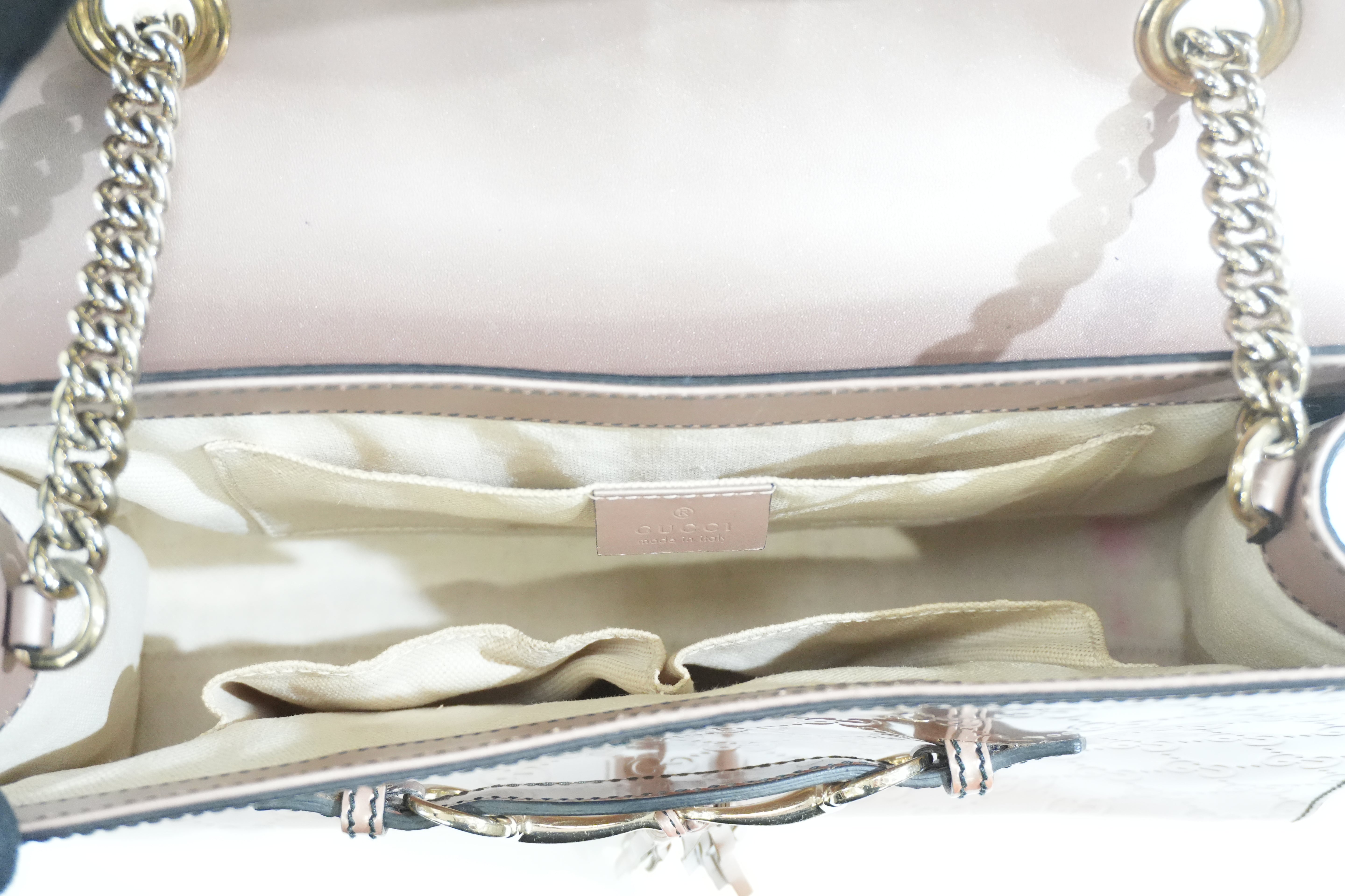 Pre-owned Gucci Emily Chain Shoulder Bag Metallic Pink