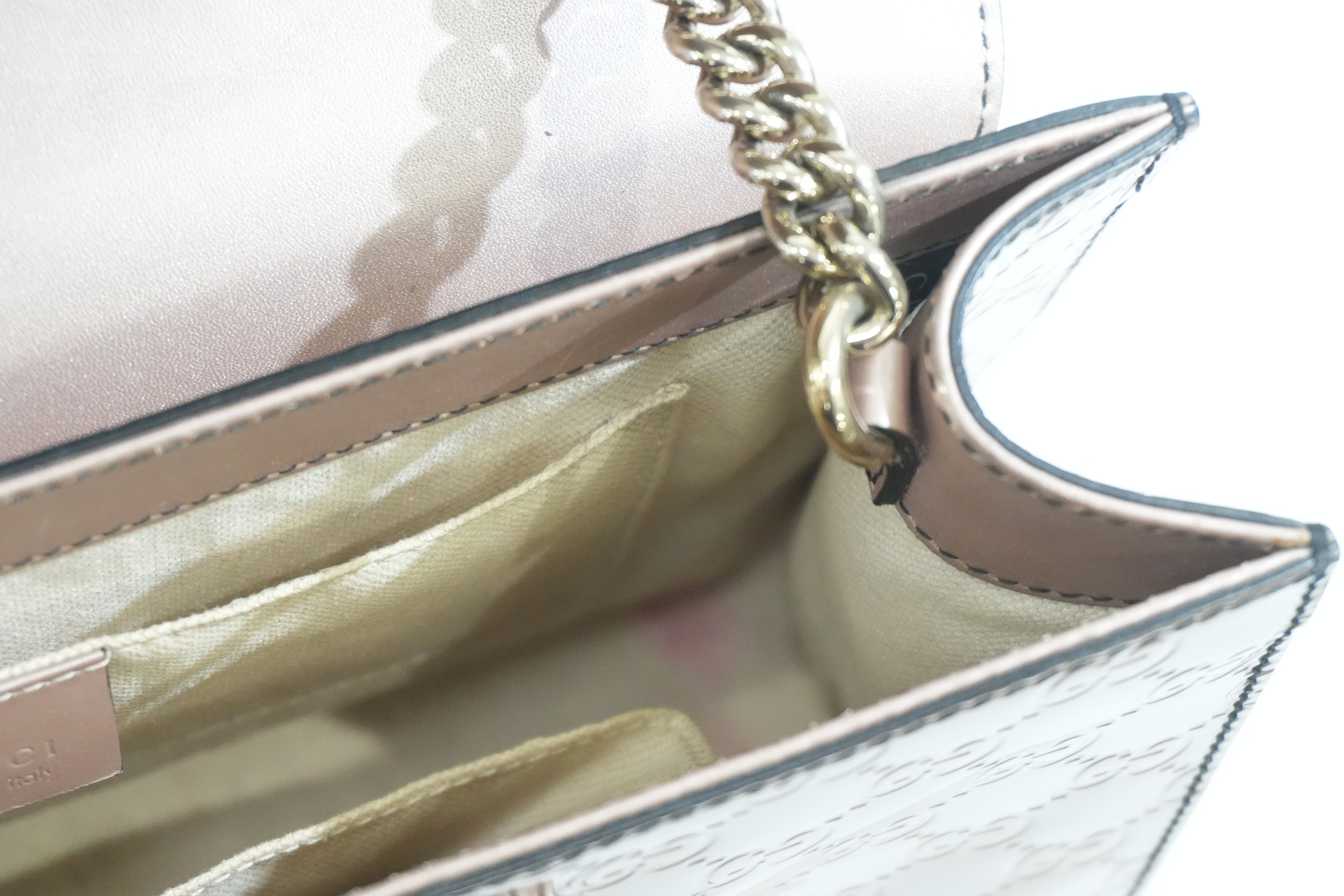 Pre-owned Gucci Emily Chain Shoulder Bag Metallic Pink