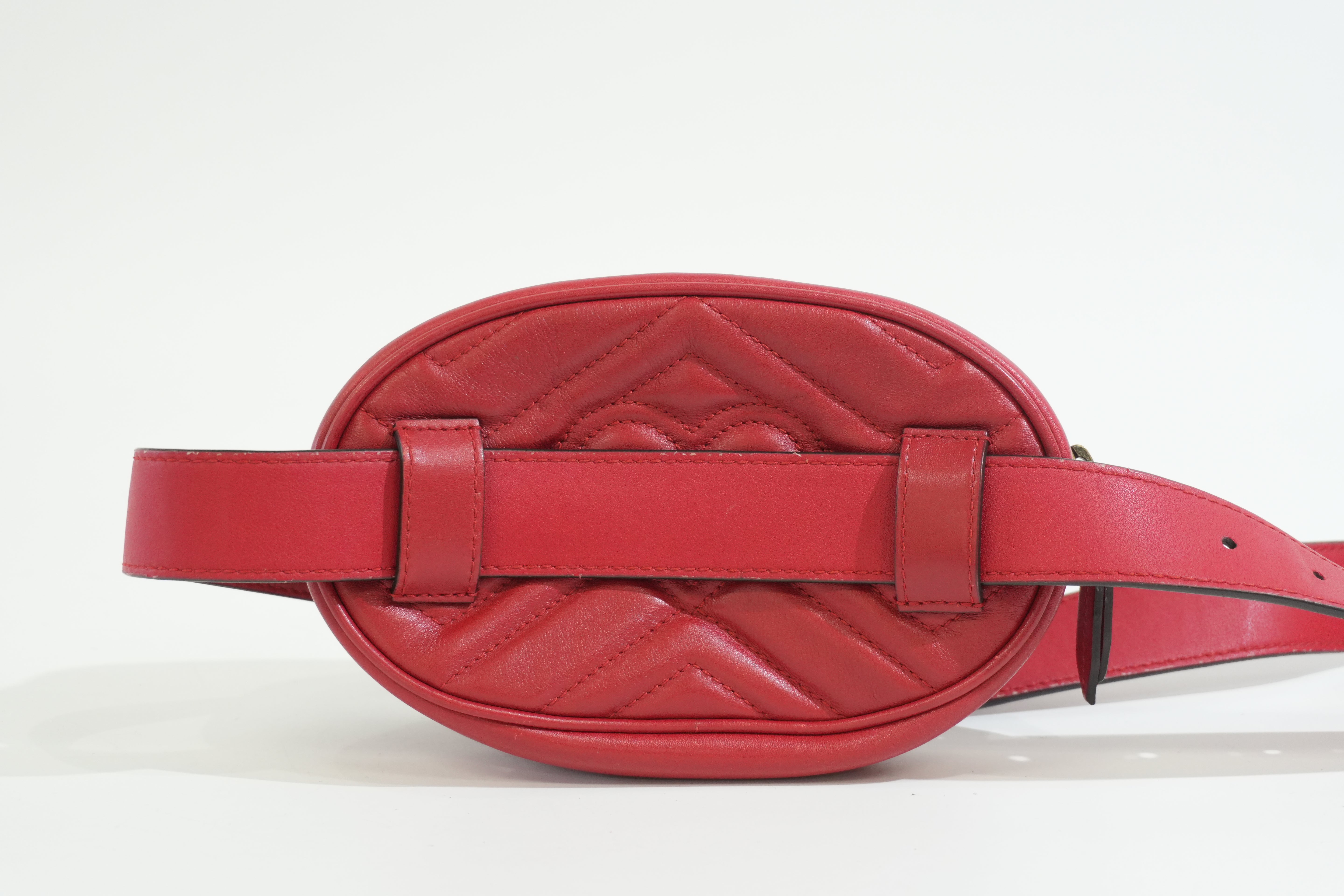 Pre-owned Gucci Marmont Belt Bag Size 85 Red
