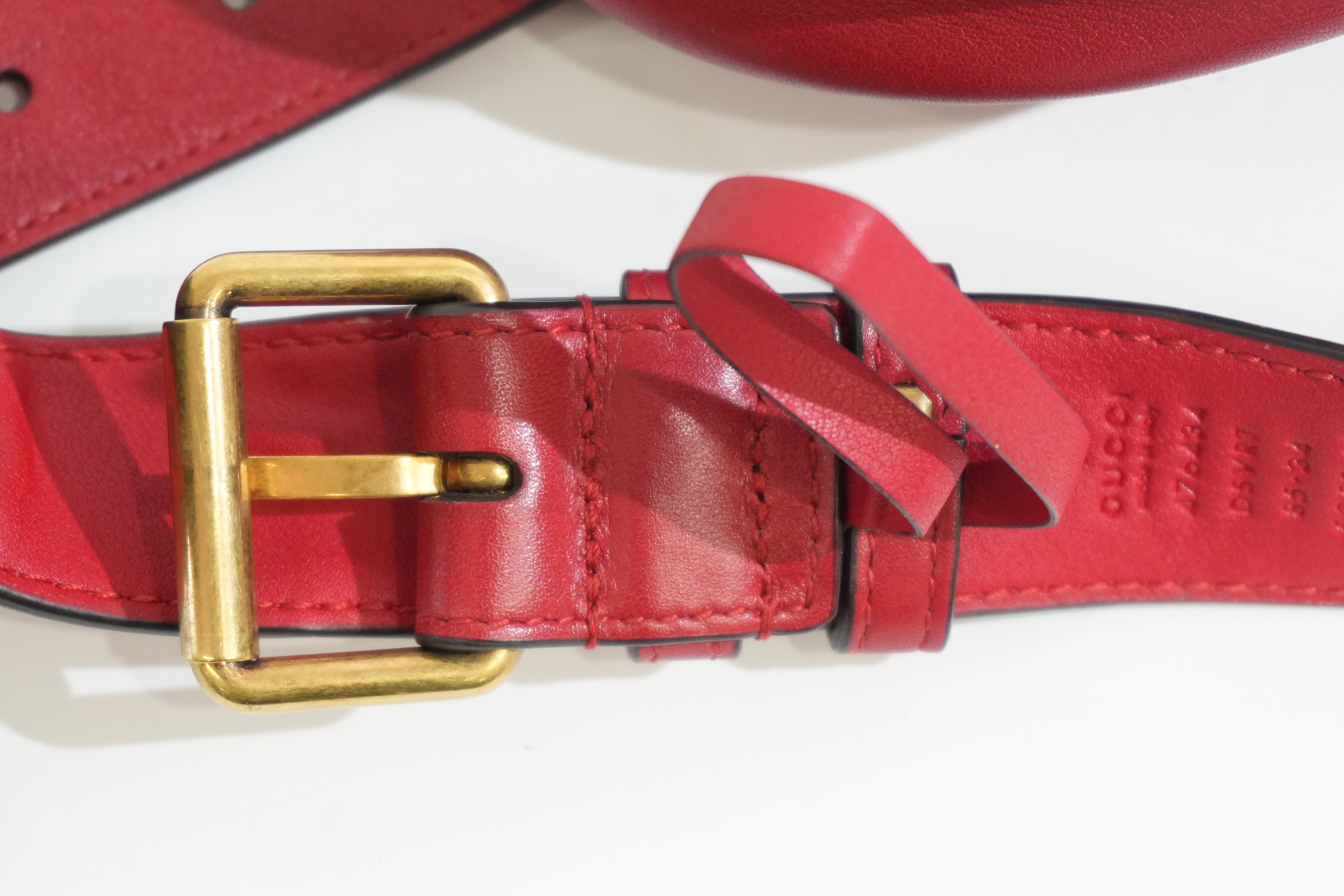 Pre-owned Gucci Marmont Belt Bag Size 85 Red