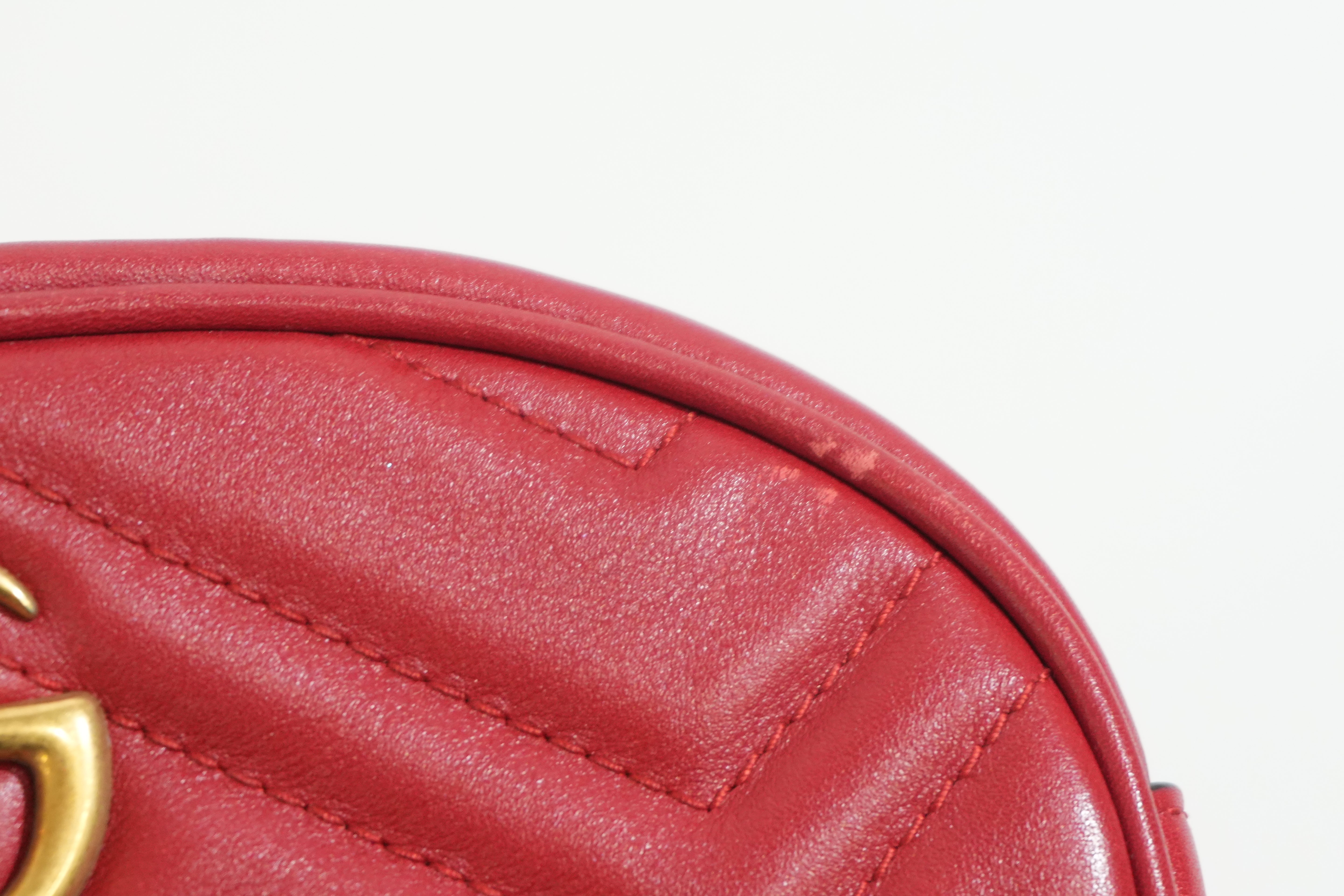 Pre-owned Gucci Marmont Belt Bag Size 85 Red